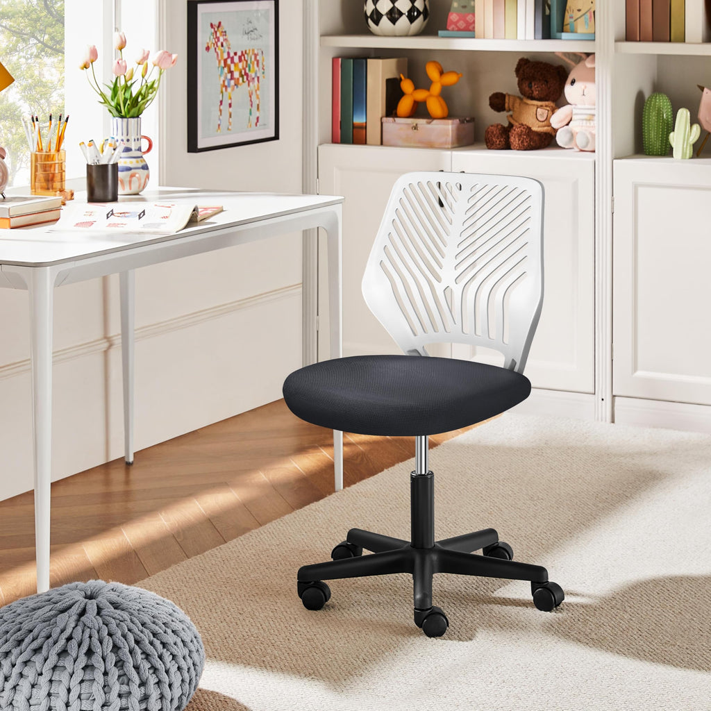 Cute Low-Back Armless Study w/Lumbar Support Adjustable Swivel Chair