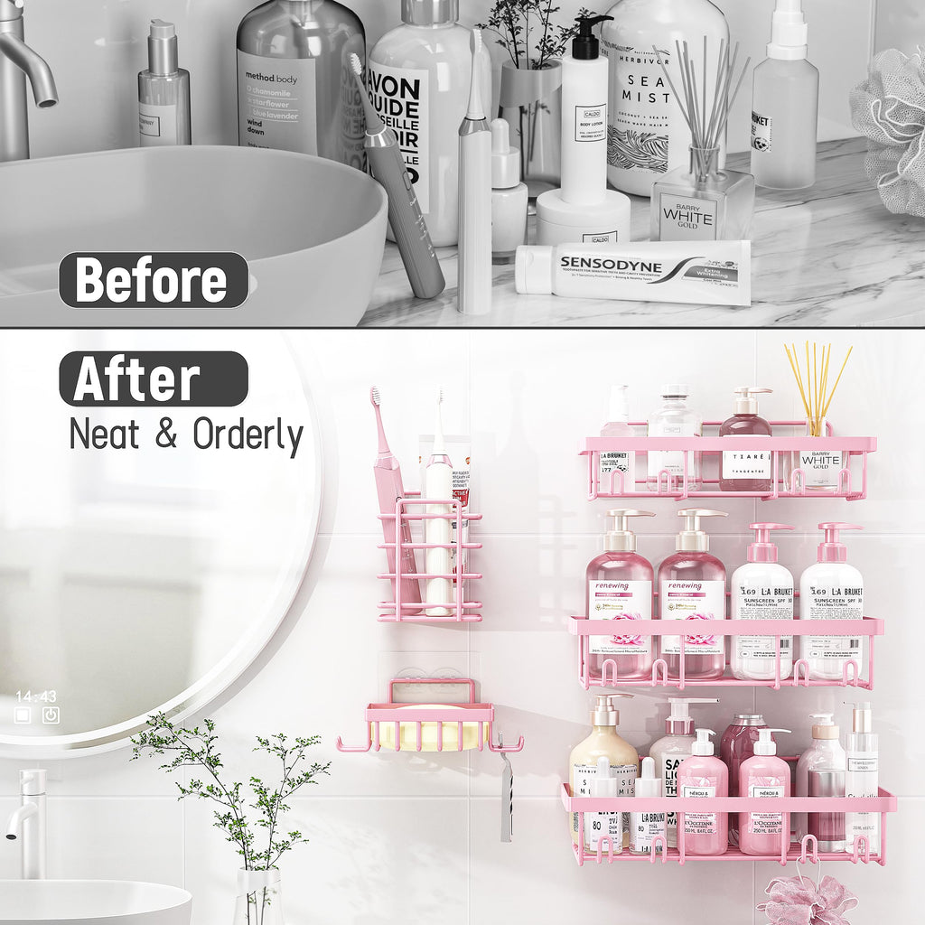 Shower Caddy Organizer Rack Shelf for Inside Shower, Adhesive Bathroom Wall Storage Basket Rustproof Stainless Steel