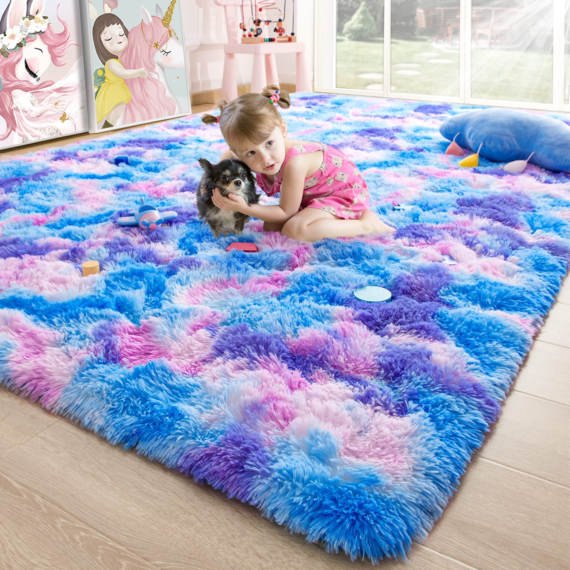 Fluffy Area Rugs Shag Throw Floor Carpet, Soft Shaggy Bedside Non-Slip Plush Rug Home Decor Aesthetic
