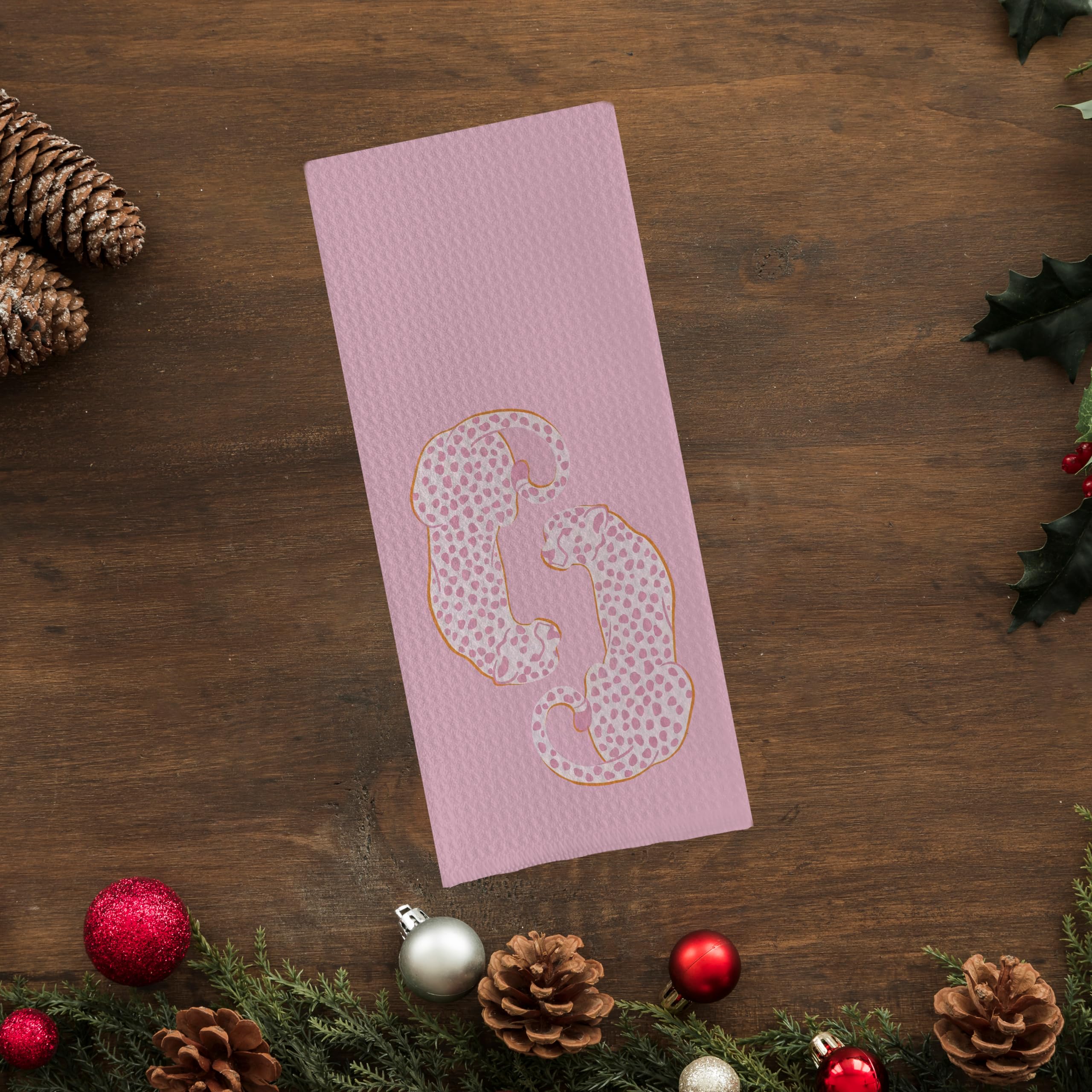 Preppy Cheetah Leopard Waffle Weave Kitchen Dish Towel Cloth Decor, Preppy Bathroom Decor (24x16inch)