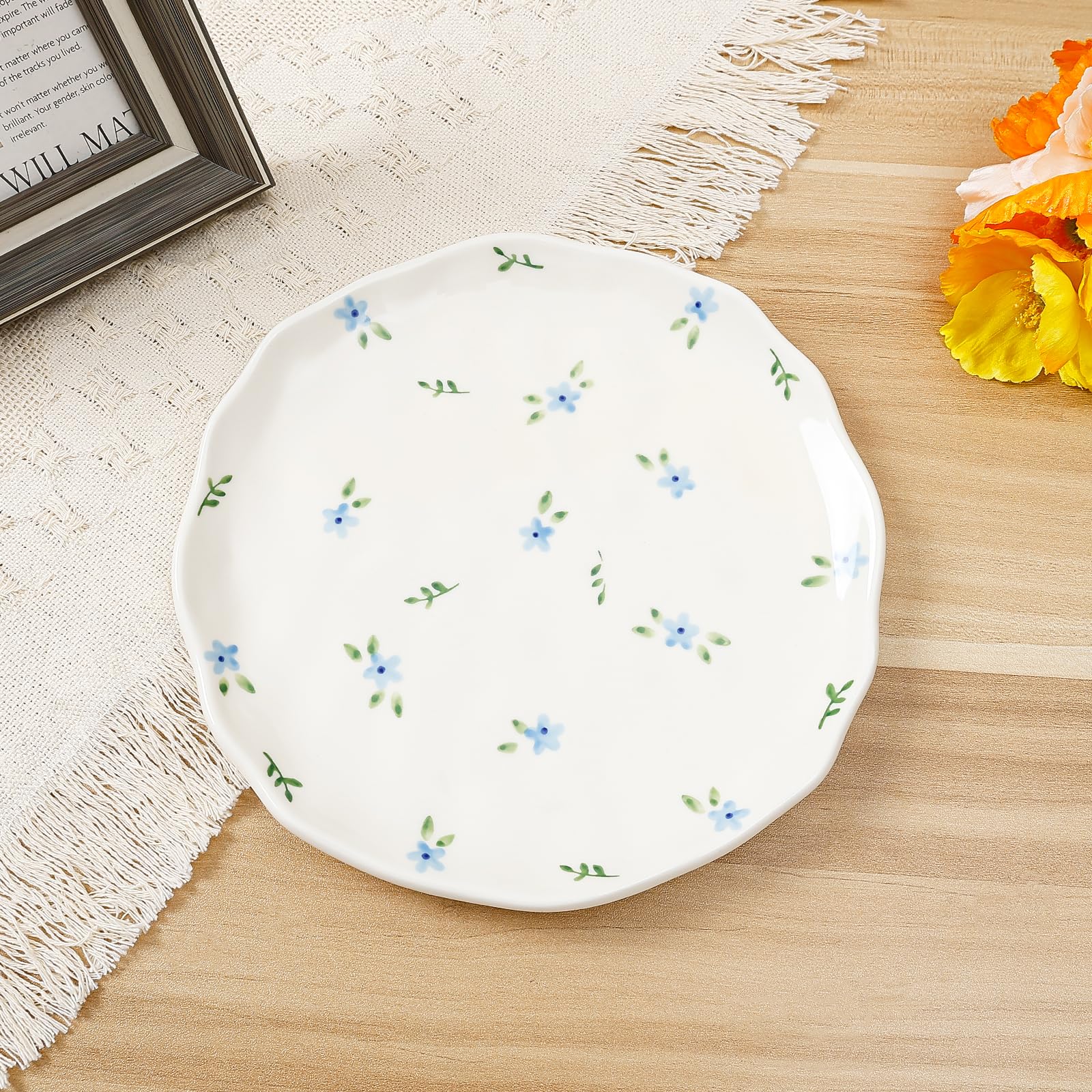 Ceramic Dinner Plates, 8" Modern Rustic Appetizer Plate