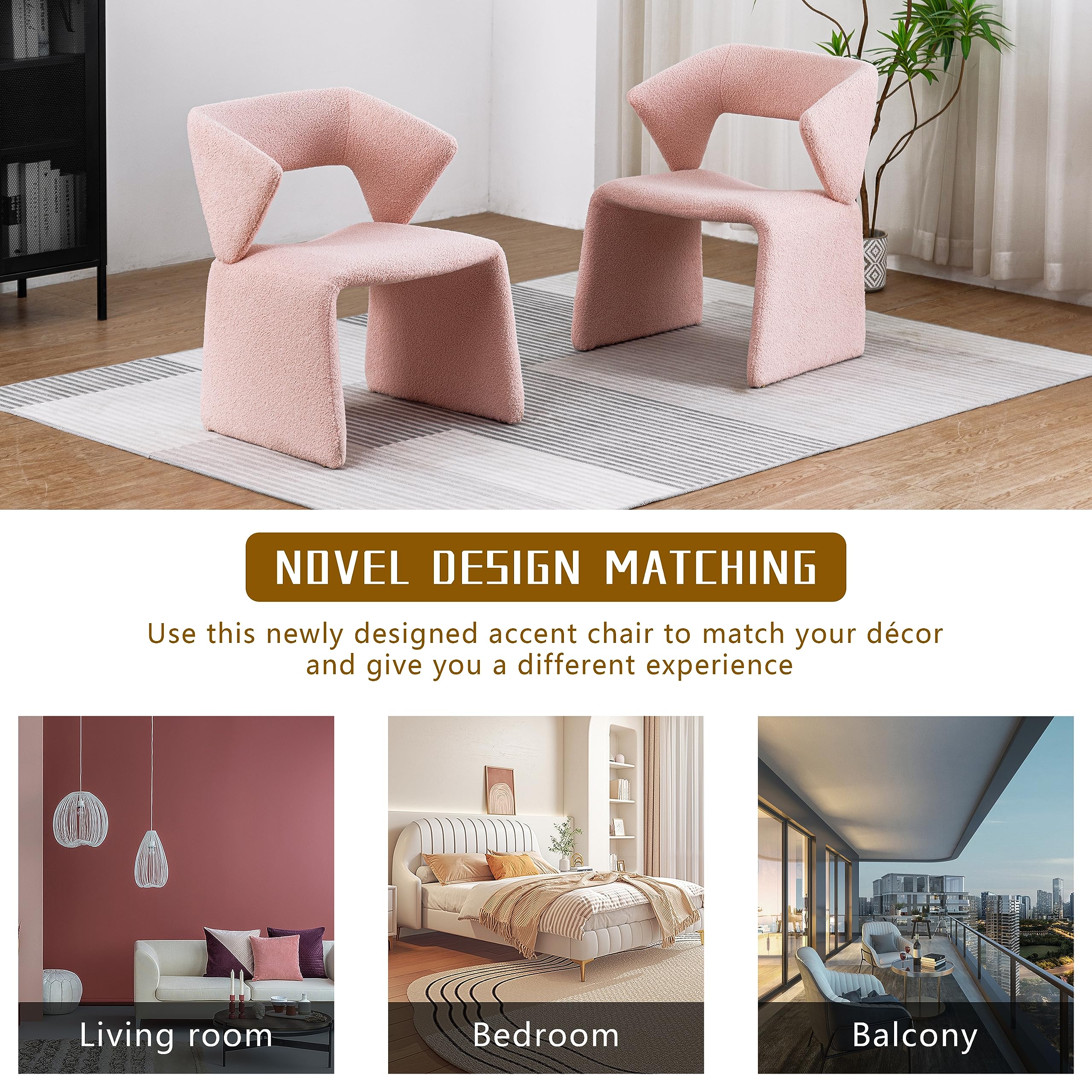 Modern Bouclé Sherpa Accent Chair â€?Comfy Tufted Lamb Fabric Armed Leisure Chair for Reading, Bedroom, Office, and Living Room