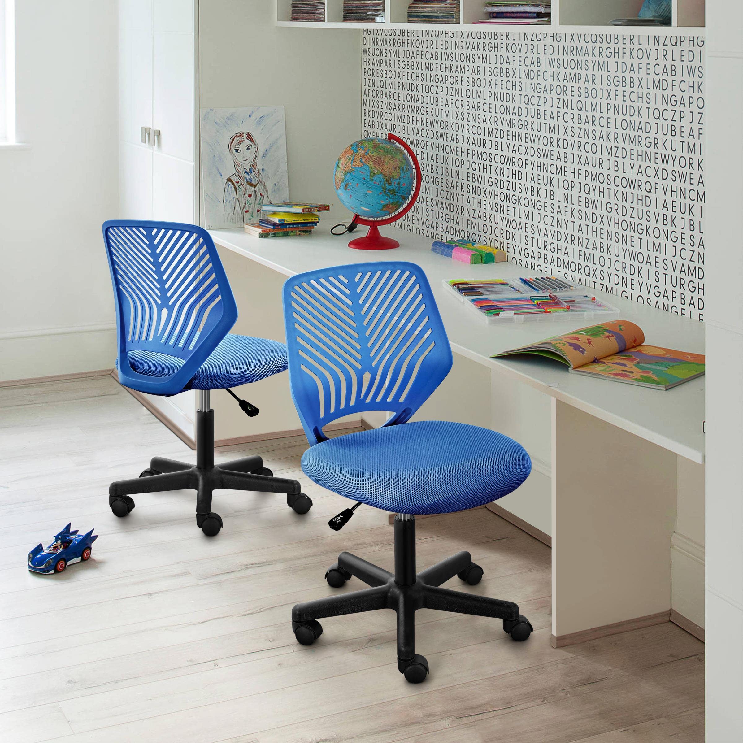 Cute Low-Back Armless Study w/Lumbar Support Adjustable Swivel Chair