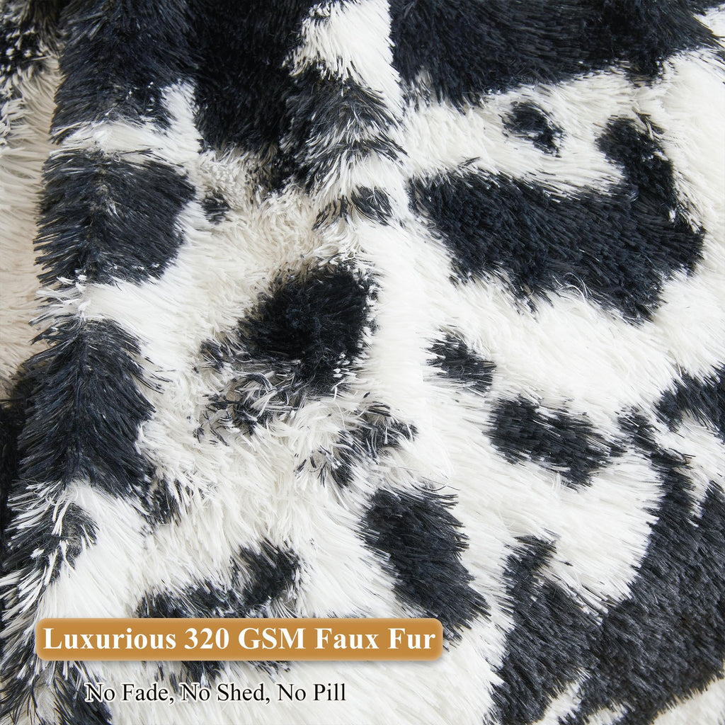 Faux Fur Leopard Print Bean Bag Chair Cover (No Filler), Fluffy Stuffed Animal Storage Cheetah Bean Bag Home Decor, Furry Fuzzy Big Beanbag Cover, Anti-Slip