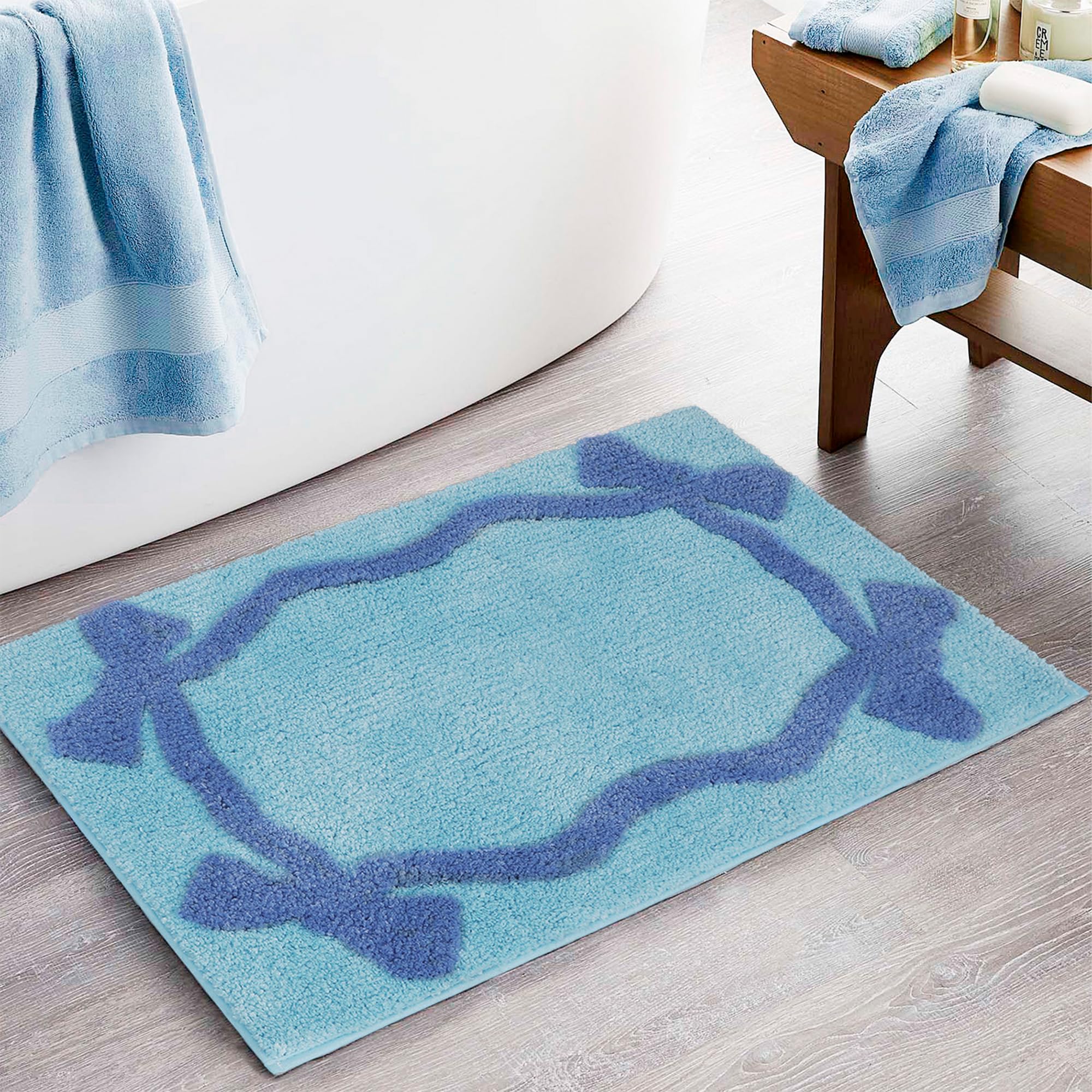 Coquette Bow Bath Mat Cute Bathroom Rugs Non Slip Absorbent Bath Rugs Bathroom Decor Machine Washable Floor Mats for Bathroom Tub Shower