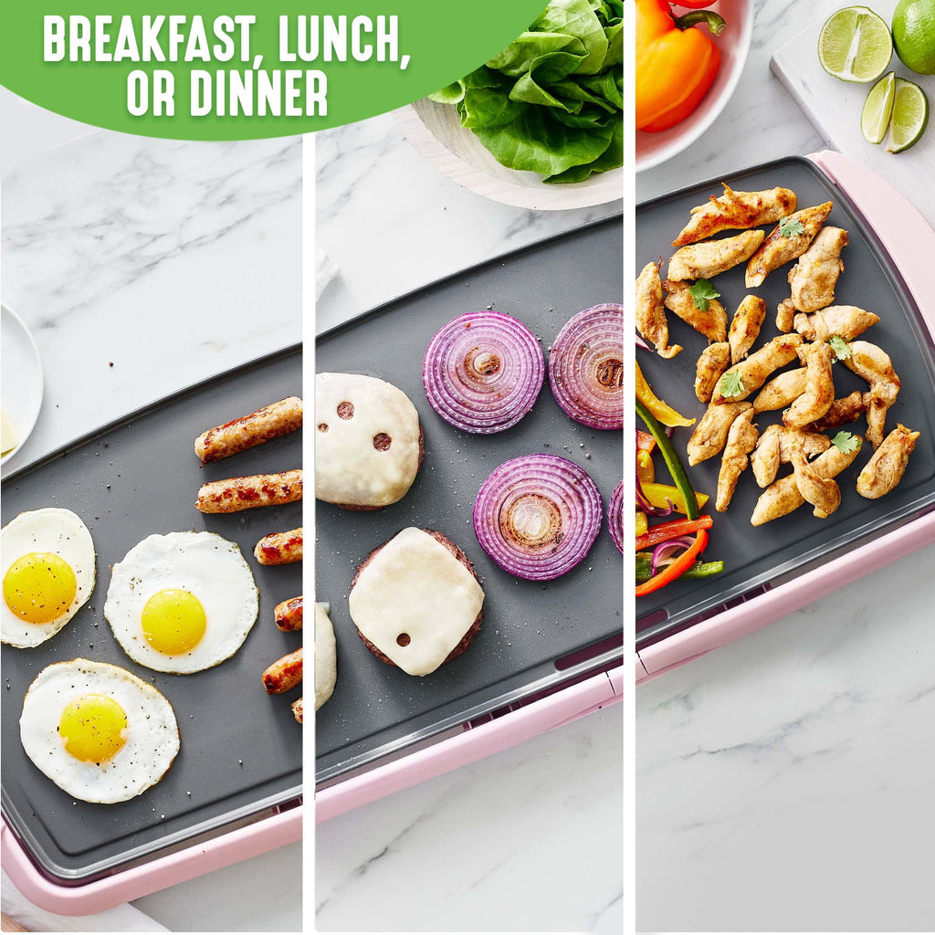 Extra Large 20â€?Electric Griddle, Non-Toxic PFAS & PFOA-Free Ceramic Nonstick, Temperature Control, Quick Even Heating, Removable Drip Tray, Pancakes, Eggs, Sausage, Easy Clean