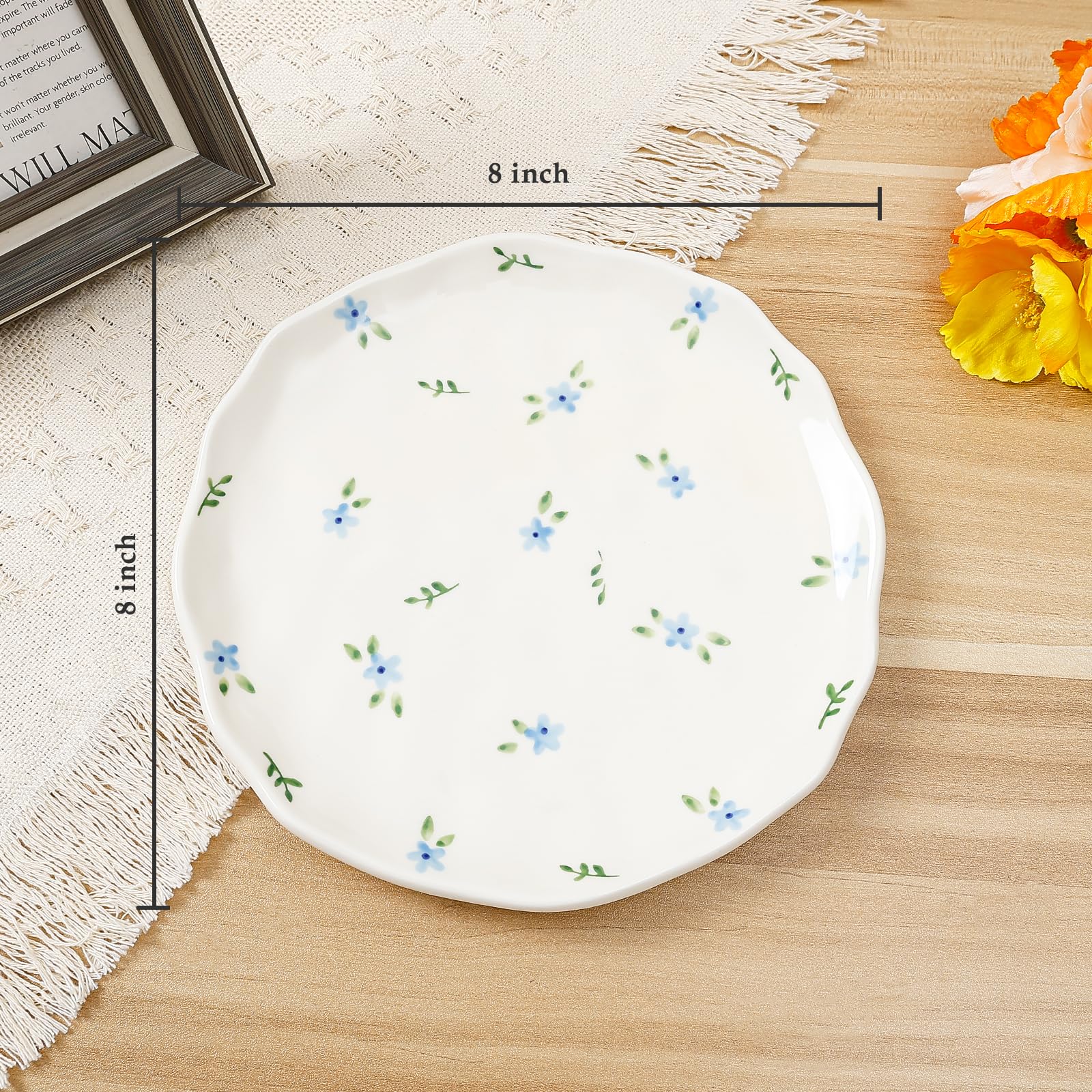 Ceramic Dinner Plates, 8" Modern Rustic Appetizer Plate