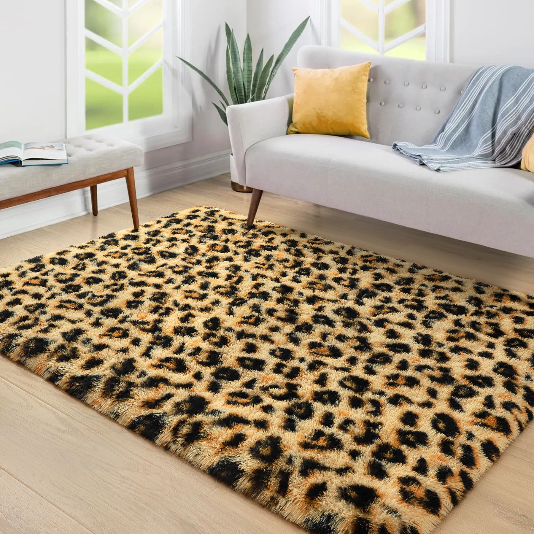 Leopard Rugs, Soft Bedroom Rugs - Fluffy Living Room Rugs, Girls Room Decor