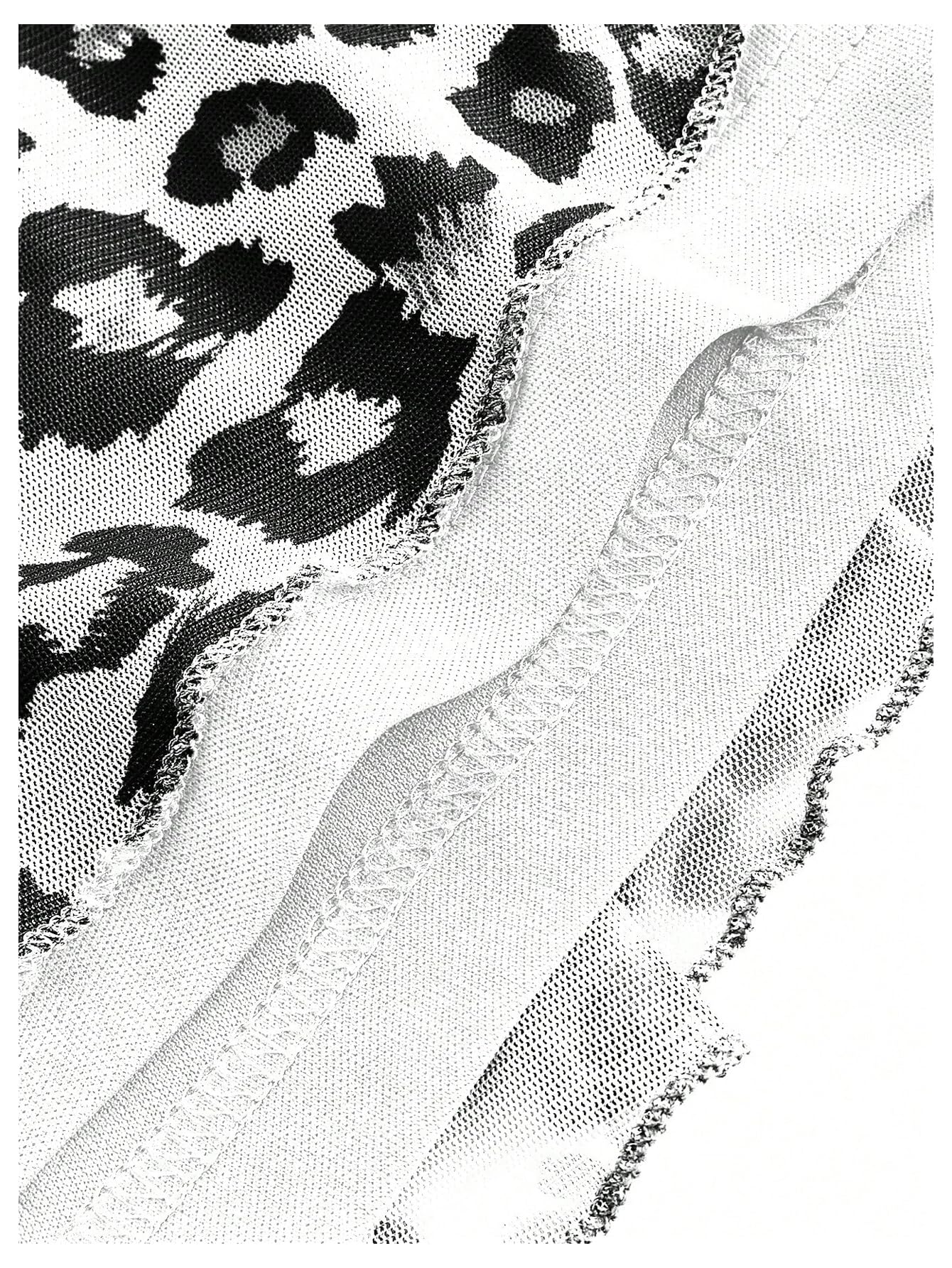 Women's Y2k Leopard Print Halter Dress Mesh Layered Ruffle Hem Animal Cheetah Dresses