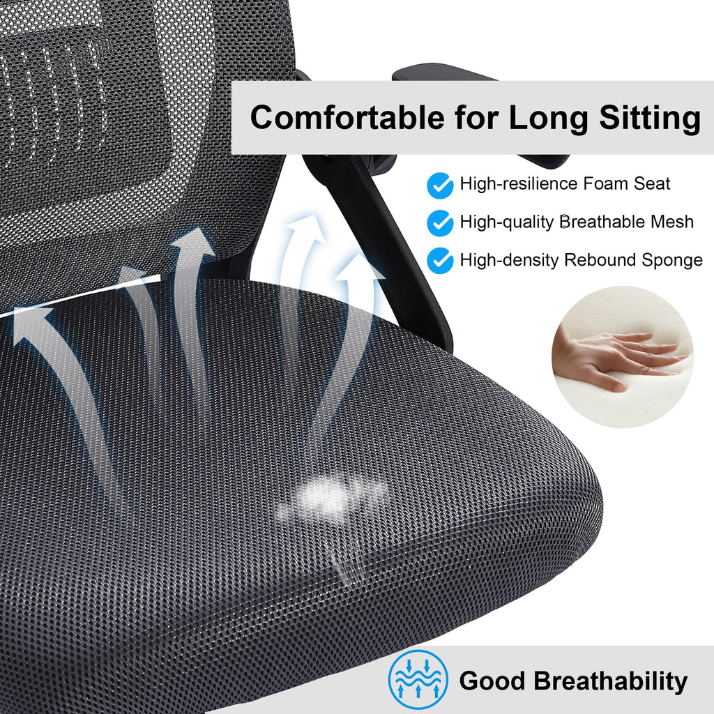 Mid-Back Swivel Ergonomic Office Chair with Adjustable Arms Mesh Lumbar Support