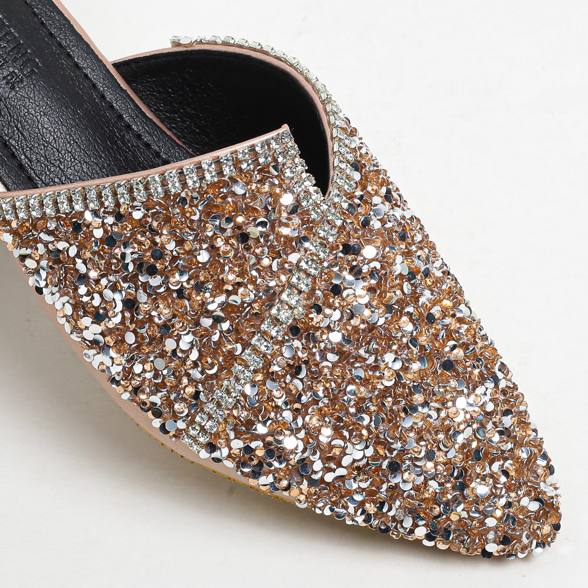 Mules for Women Flats Comfortable Soft Memory Foam Insole Pointed Rivet Mule Shoes