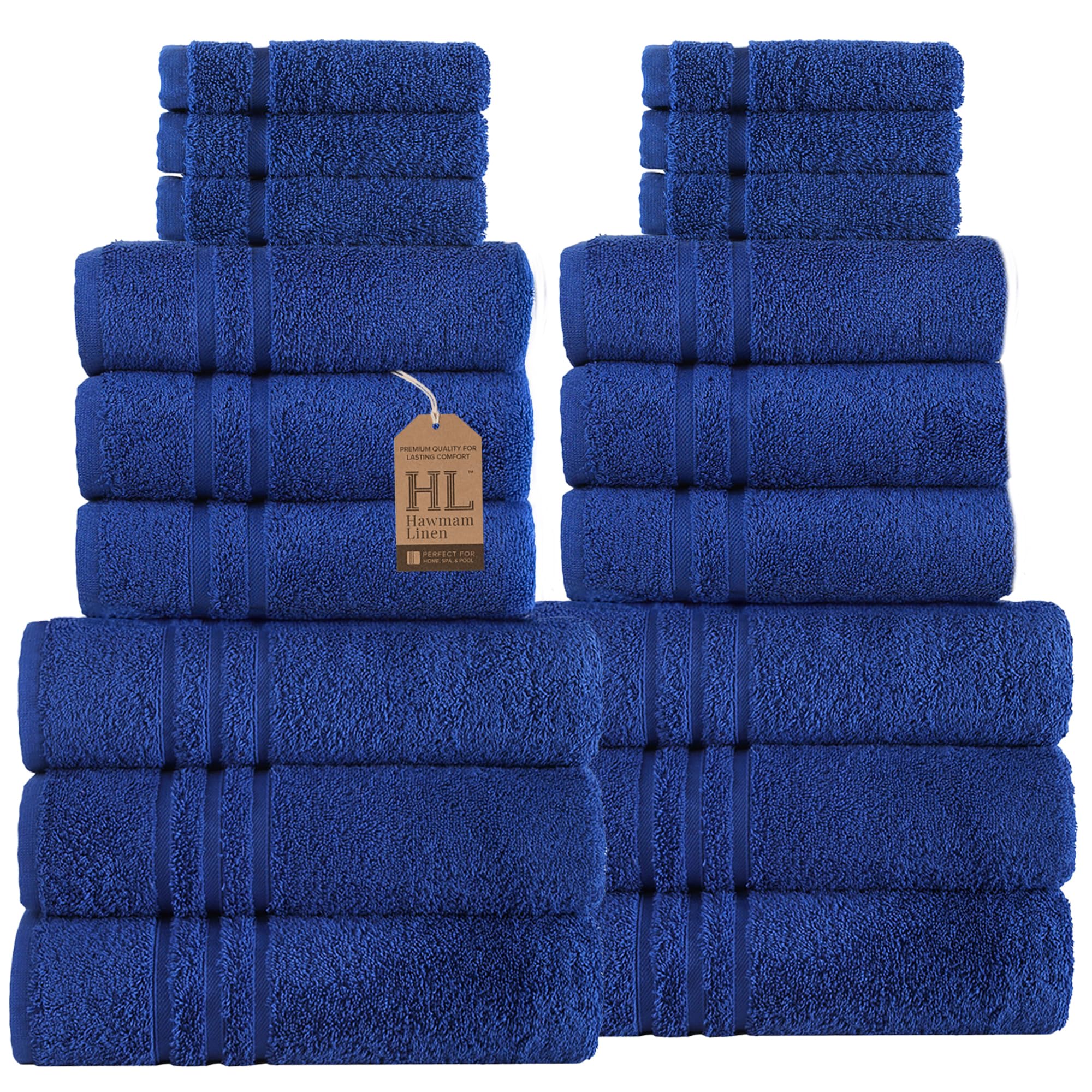 Linen Bath Towels Set for Bathroom Original Turkish Cotton Soft, Absorbent and Premium 2 Bath Towels, 2 Hand Towels, 2 Washcloths
