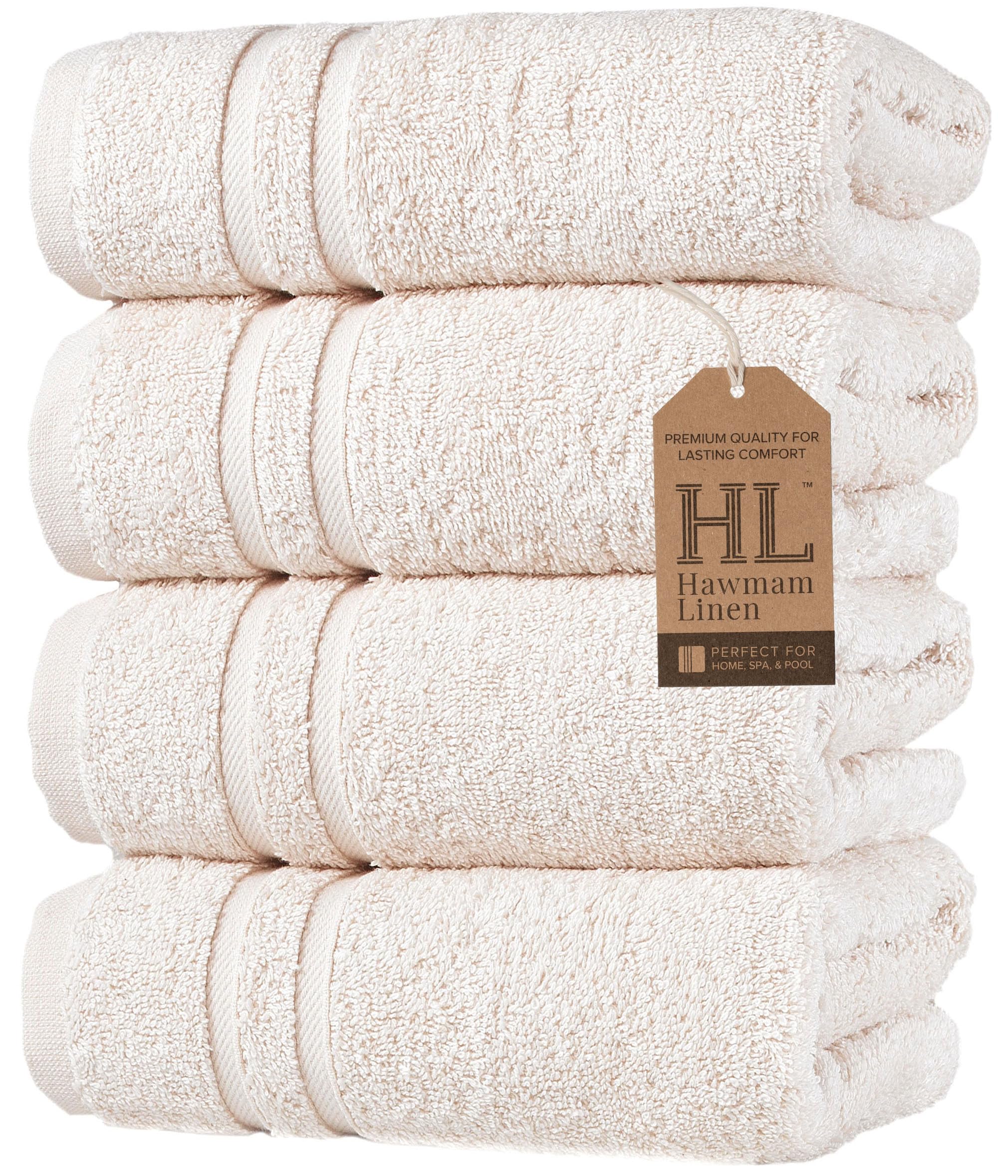 Linen Bath Towels Set for Bathroom Original Turkish Cotton Soft, Absorbent and Premium 2 Bath Towels, 2 Hand Towels, 2 Washcloths