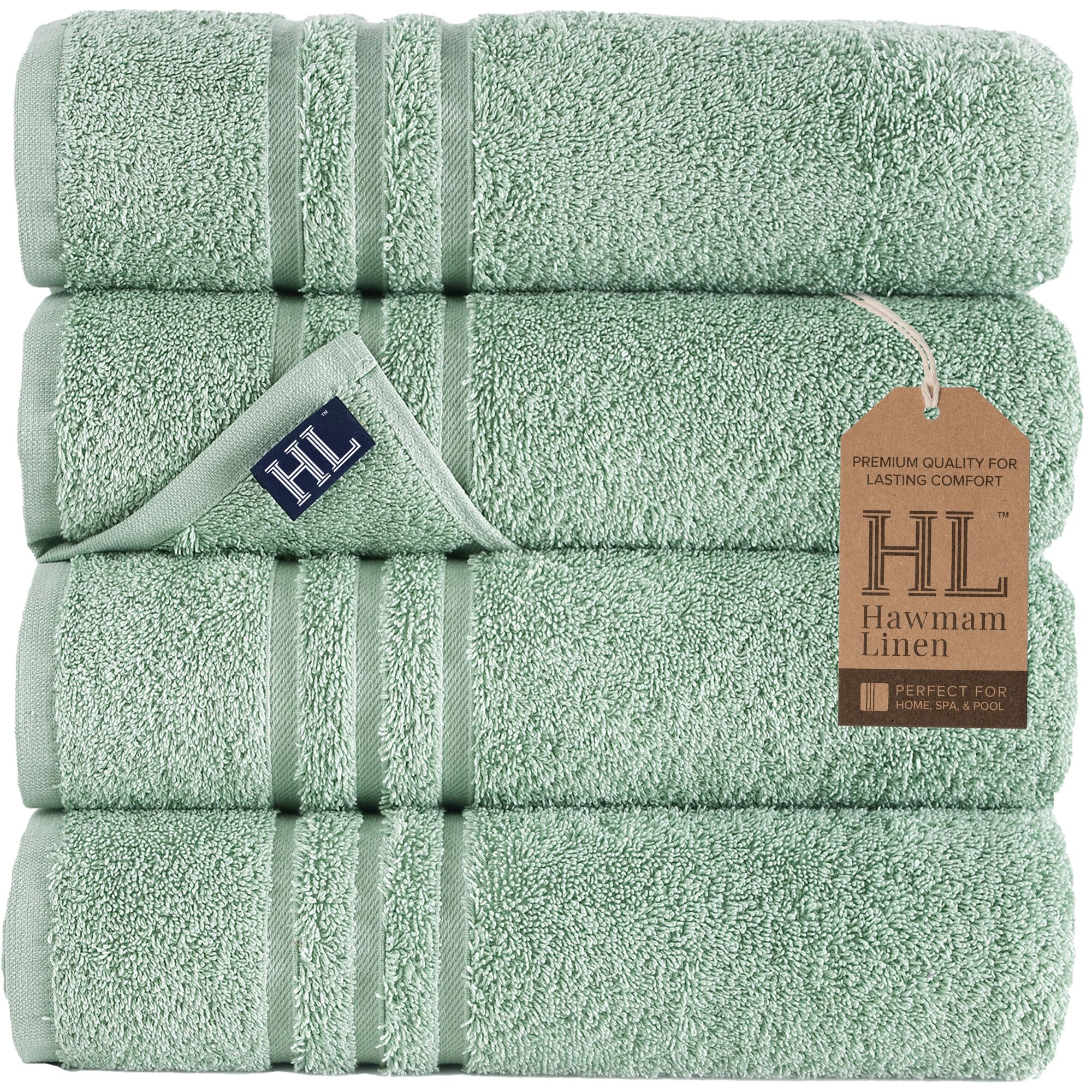 Linen Bath Towels Set for Bathroom Original Turkish Cotton Soft, Absorbent and Premium 2 Bath Towels, 2 Hand Towels, 2 Washcloths