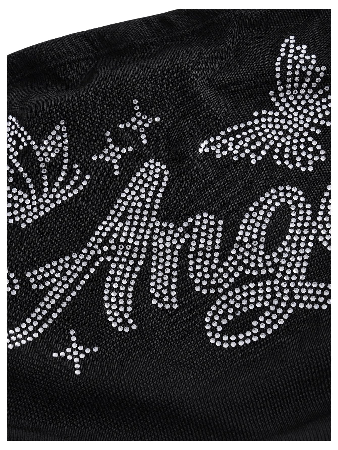 Women's Y2K Tube Tops Rhinestone Strapless Sleeveless Graphic Crop Tops