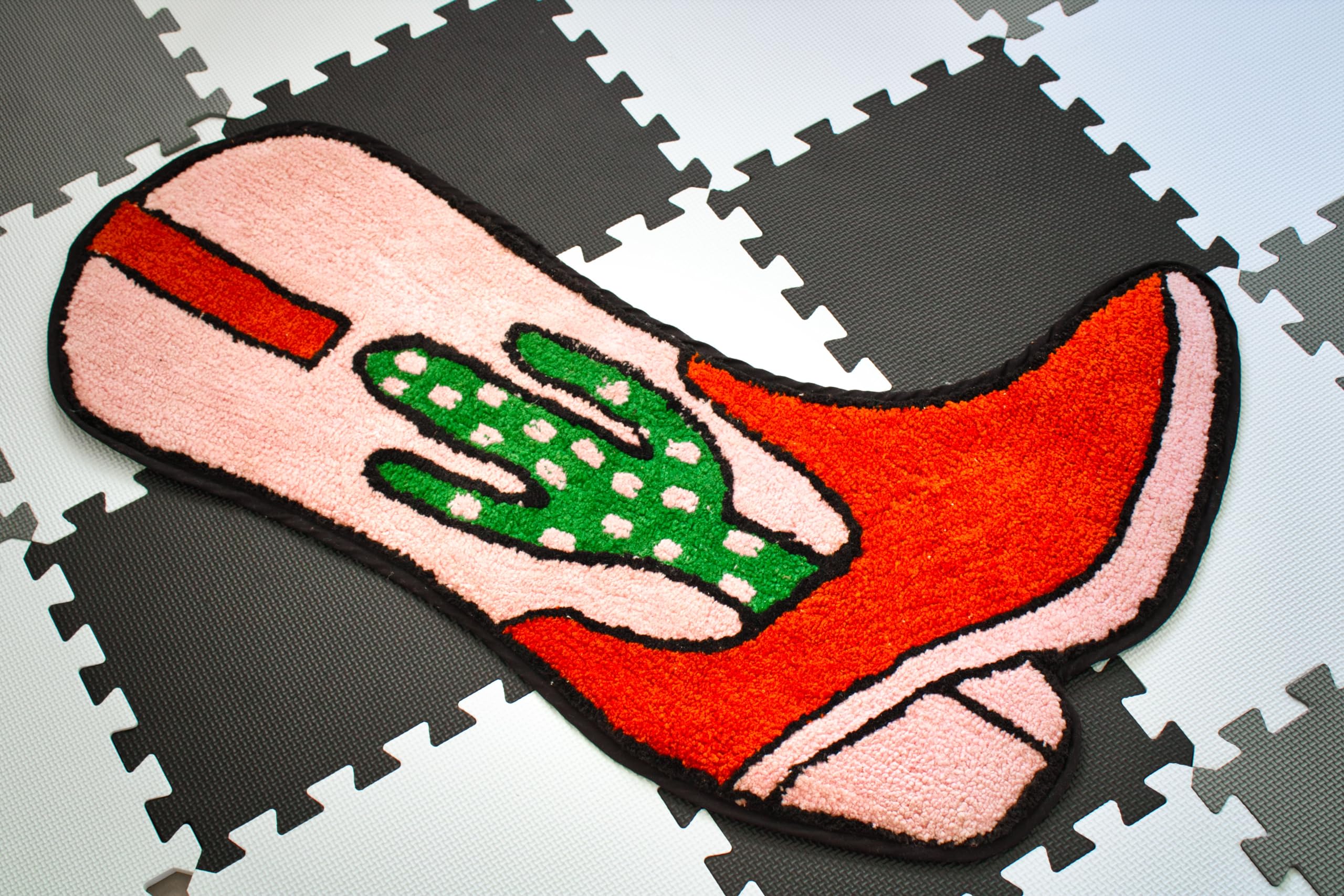 Cowboy Boot Bath Mat - Western Boot Shaped Rug with Pink, Rust, and Green Cactus Design - Water Absorbent (Boot Bath Mat)