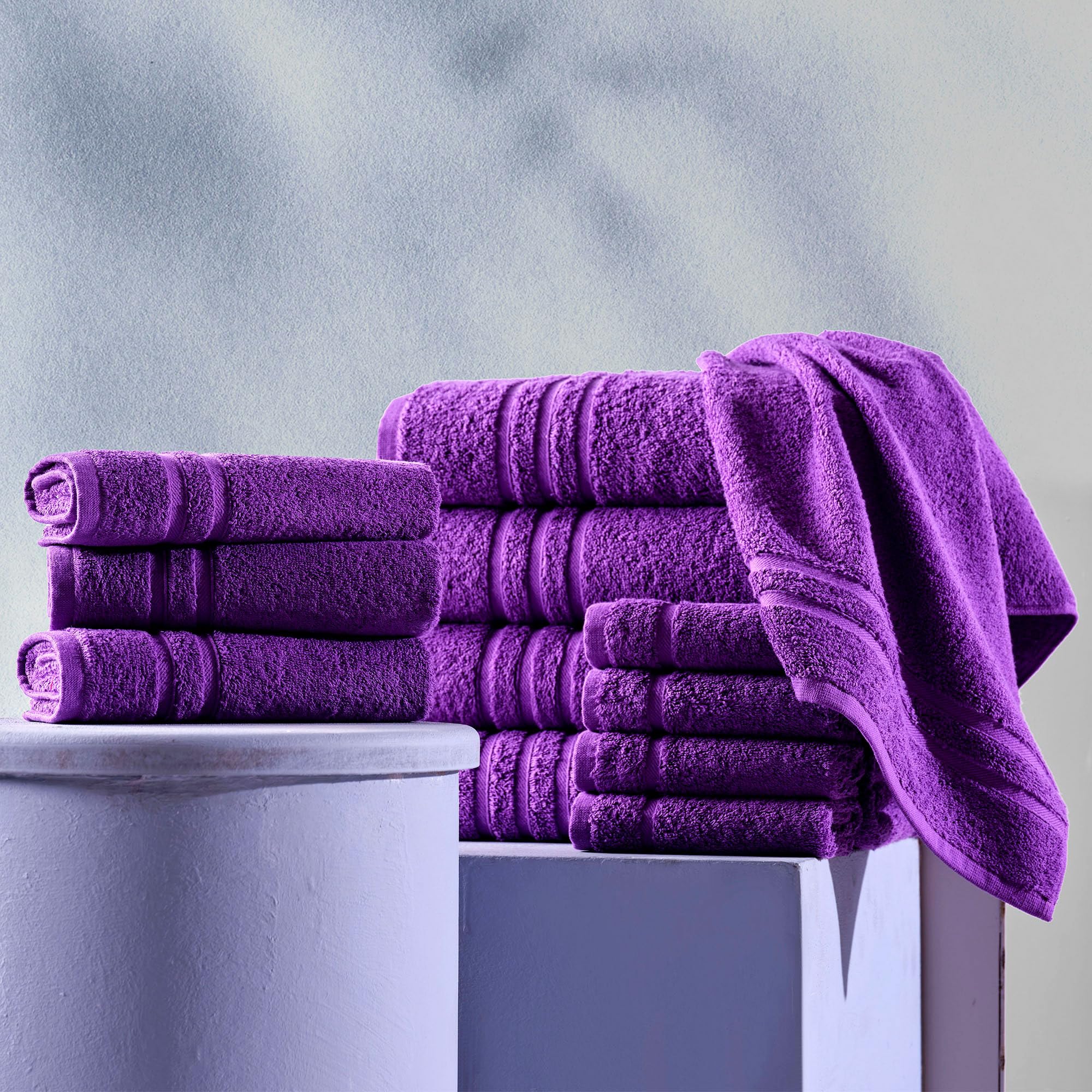 Linen Bath Towels Set for Bathroom Original Turkish Cotton Soft, Absorbent and Premium 2 Bath Towels, 2 Hand Towels, 2 Washcloths