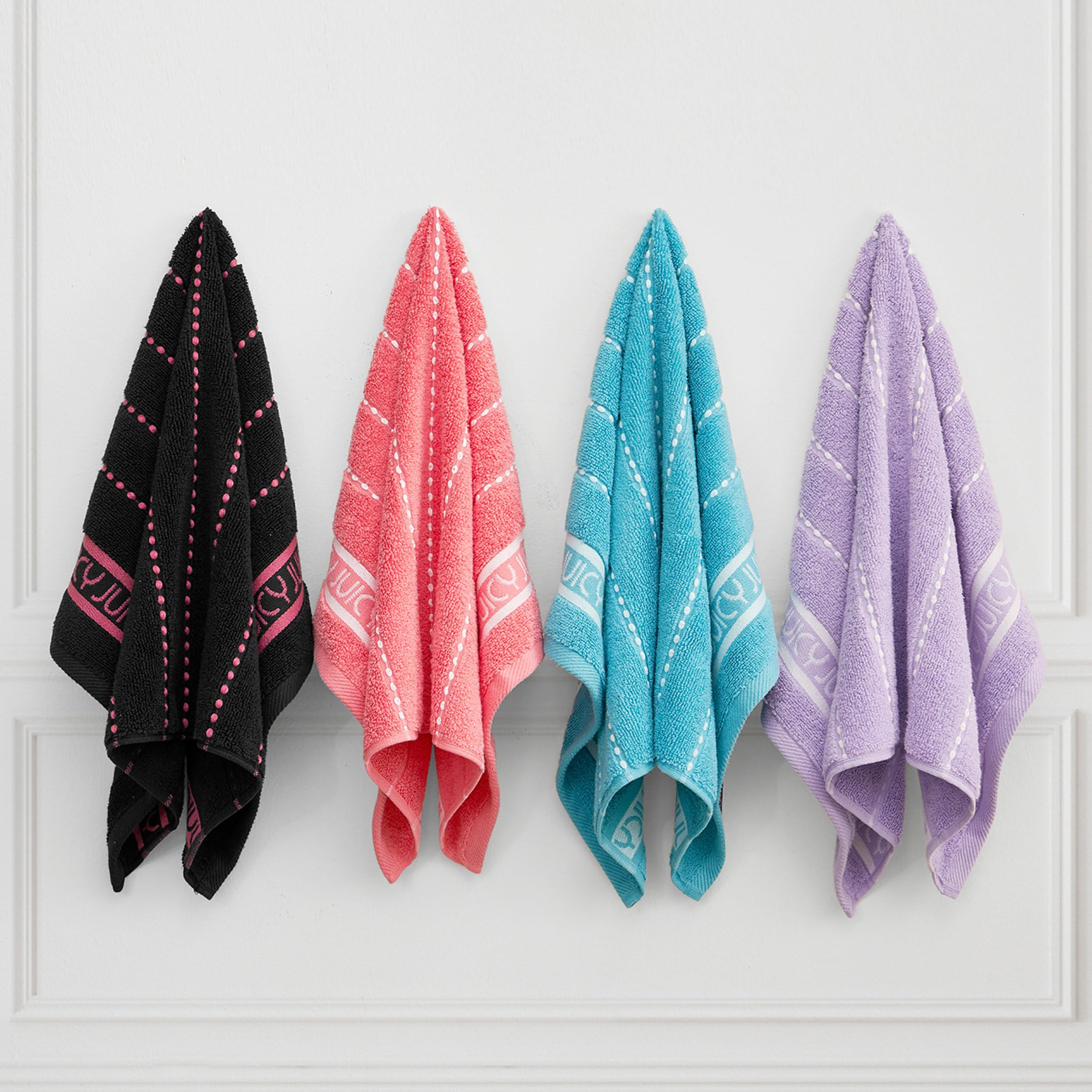 Juicy Couture Luxurious Plush Stripe 6-Piece Set - 100% Cotton Bath Towel Set - Soft and Stylish Towel Set for Ultimate Comfort and Elegance
