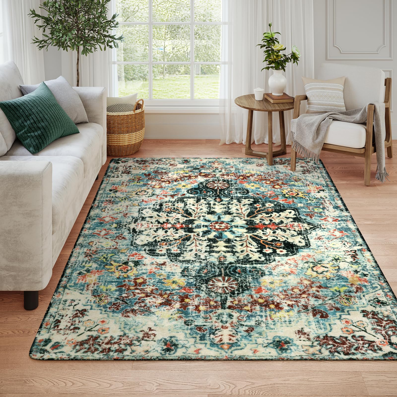 Floral Bohemian Medallion Area Rugs
