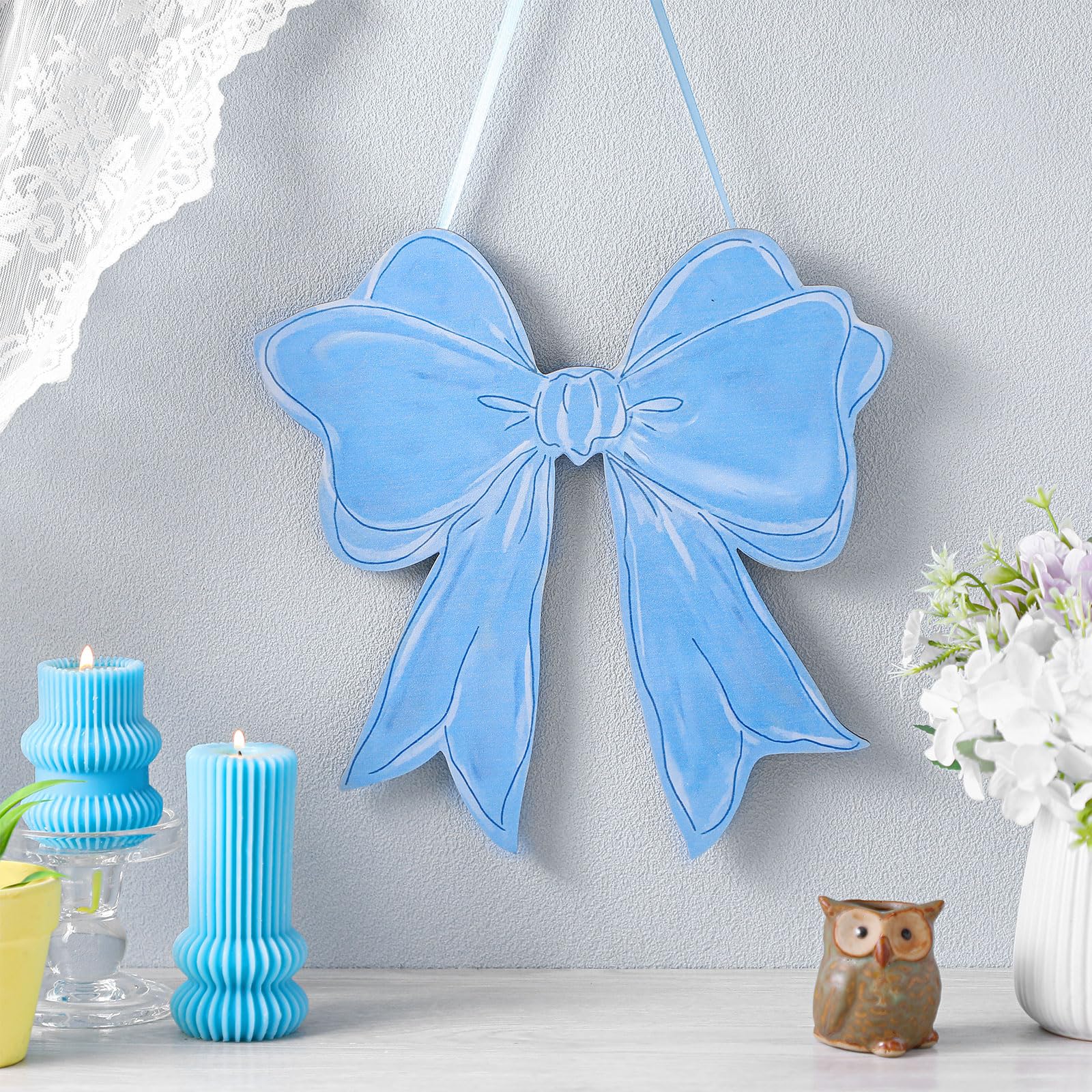 Wooden Hanging Sign Coquette Bow Preppy Wall Art