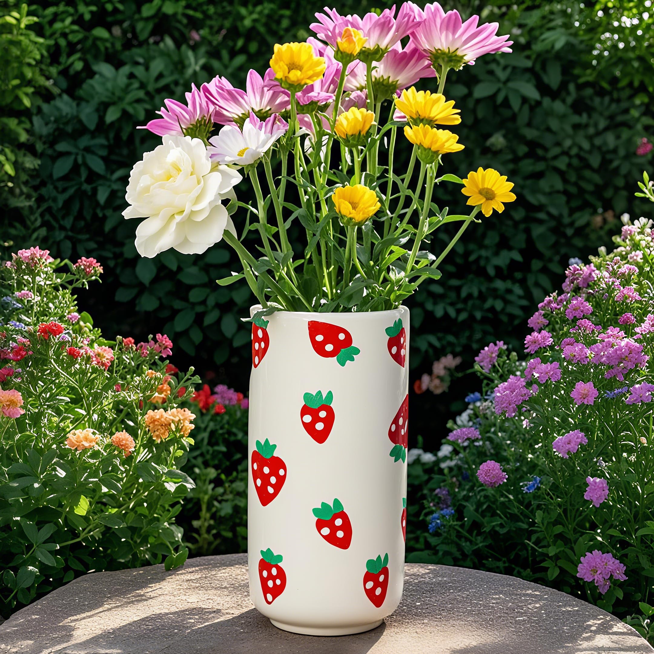 Ceramic Vase-Unique Aesthetic Design for Funky Flower Decor-Perfect Summer Fruit Theme