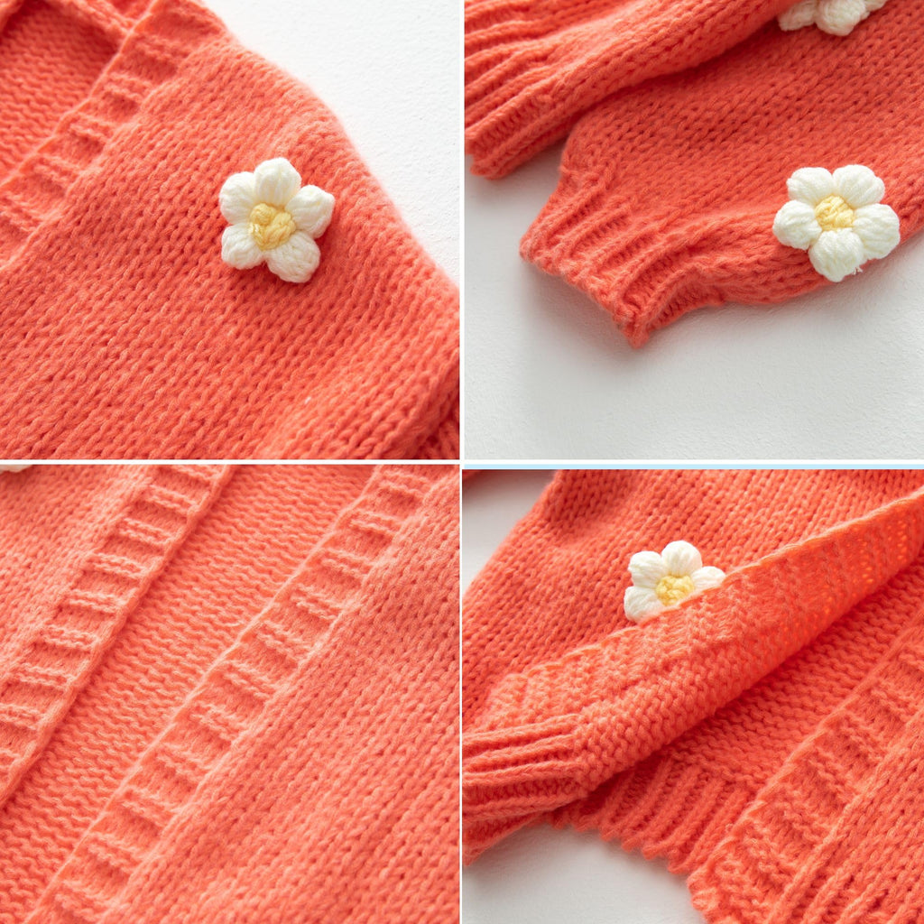 Women's Kawaii Strawberry Embroidered Cardigan Long Sleeve V Neck Chunky Knitted Cardigans