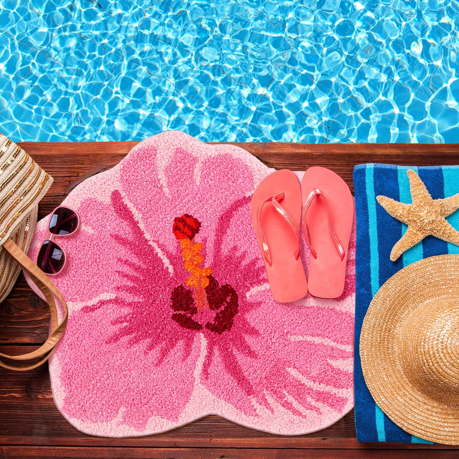 Flower Shower Mat Summer Bathroom Rug Flower Shape Shower Mat Door Cute Bath Summer Bathroom Decoratio Non Slip Washable Bath Rug