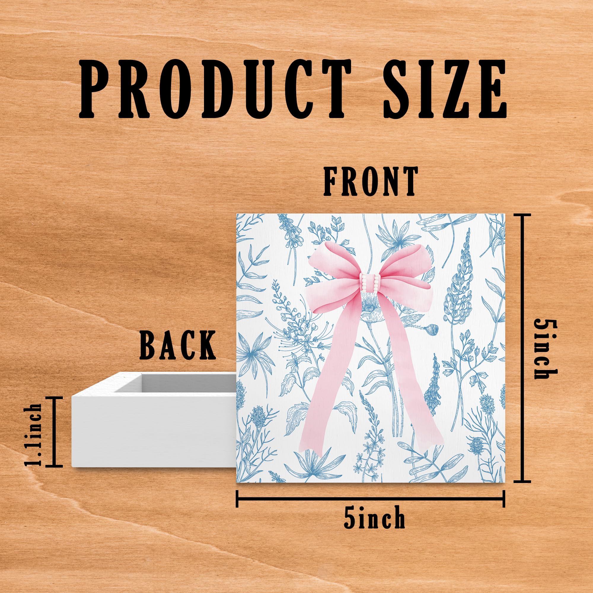 Preppy Pink Bows Desk Decor Decorations, 5x5 Inches