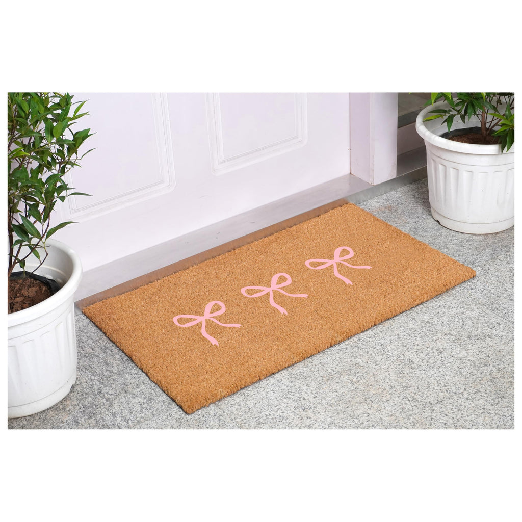 Pink Bow Trio Doormat (17" x 29")