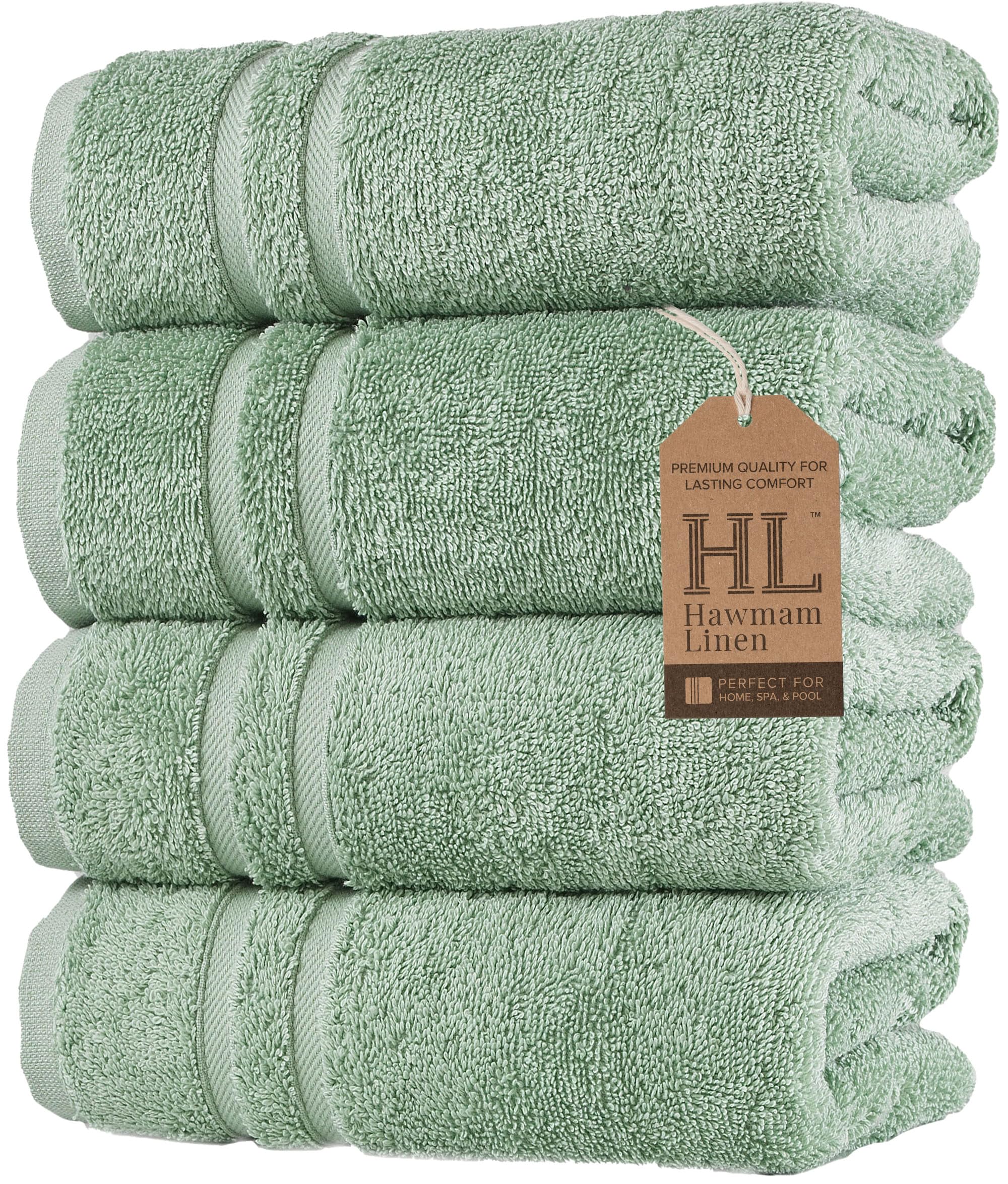 Linen Bath Towels Set for Bathroom Original Turkish Cotton Soft, Absorbent and Premium 2 Bath Towels, 2 Hand Towels, 2 Washcloths