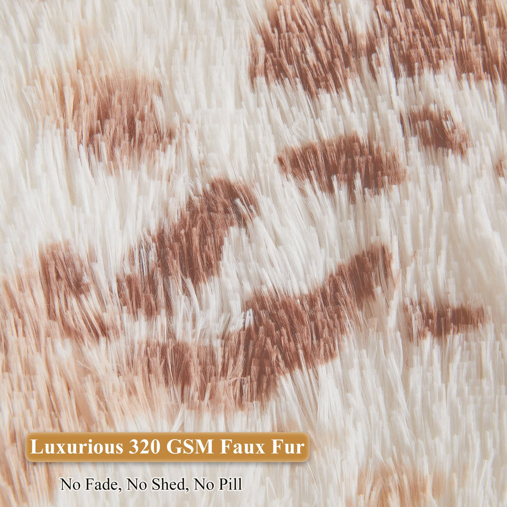 Faux Fur Leopard Print Bean Bag Chair Cover (No Filler), Fluffy Stuffed Animal Storage Cheetah Bean Bag Home Decor, Furry Fuzzy Big Beanbag Cover, Anti-Slip