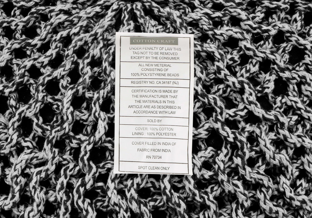 Hand-Knitted Cotton Round Pouf â€?Braid Cord Ottoman, Footrest, and Accent Seat for Living Room, Nursery, Kids Room, or Dorm Décor â€?20x14