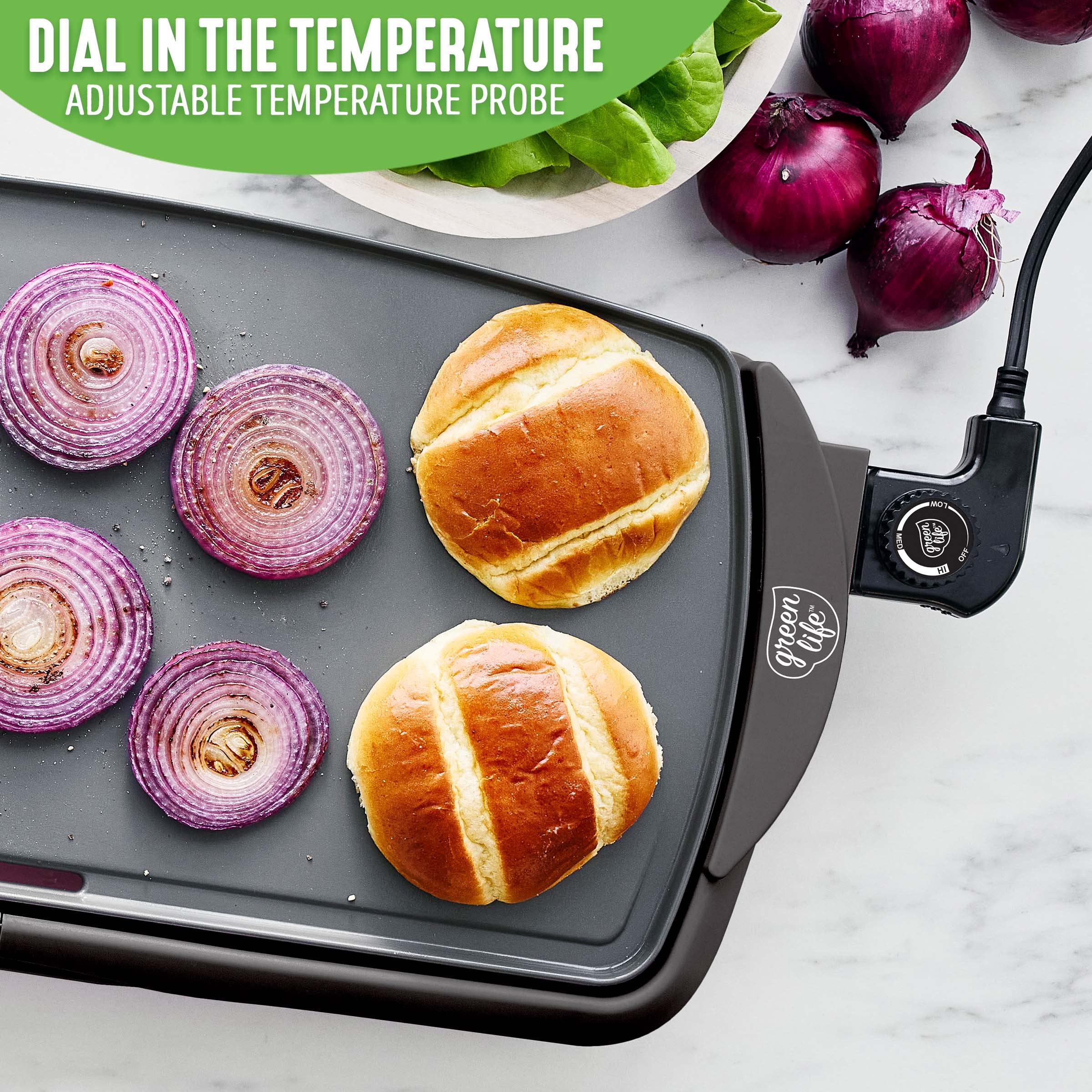 Extra Large 20â€?Electric Griddle, Non-Toxic PFAS & PFOA-Free Ceramic Nonstick, Temperature Control, Quick Even Heating, Removable Drip Tray, Pancakes, Eggs, Sausage, Easy Clean