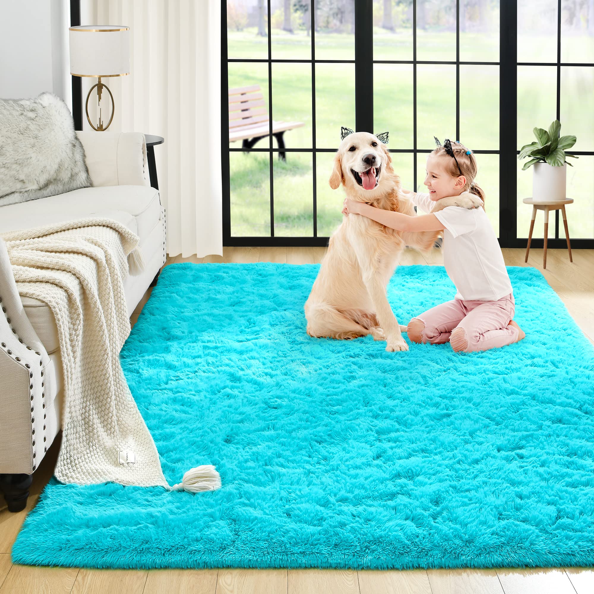 Fluffy Area Rugs Shag Throw Floor Carpet, Soft Shaggy Bedside Non-Slip Plush Rug Home Decor Aesthetic