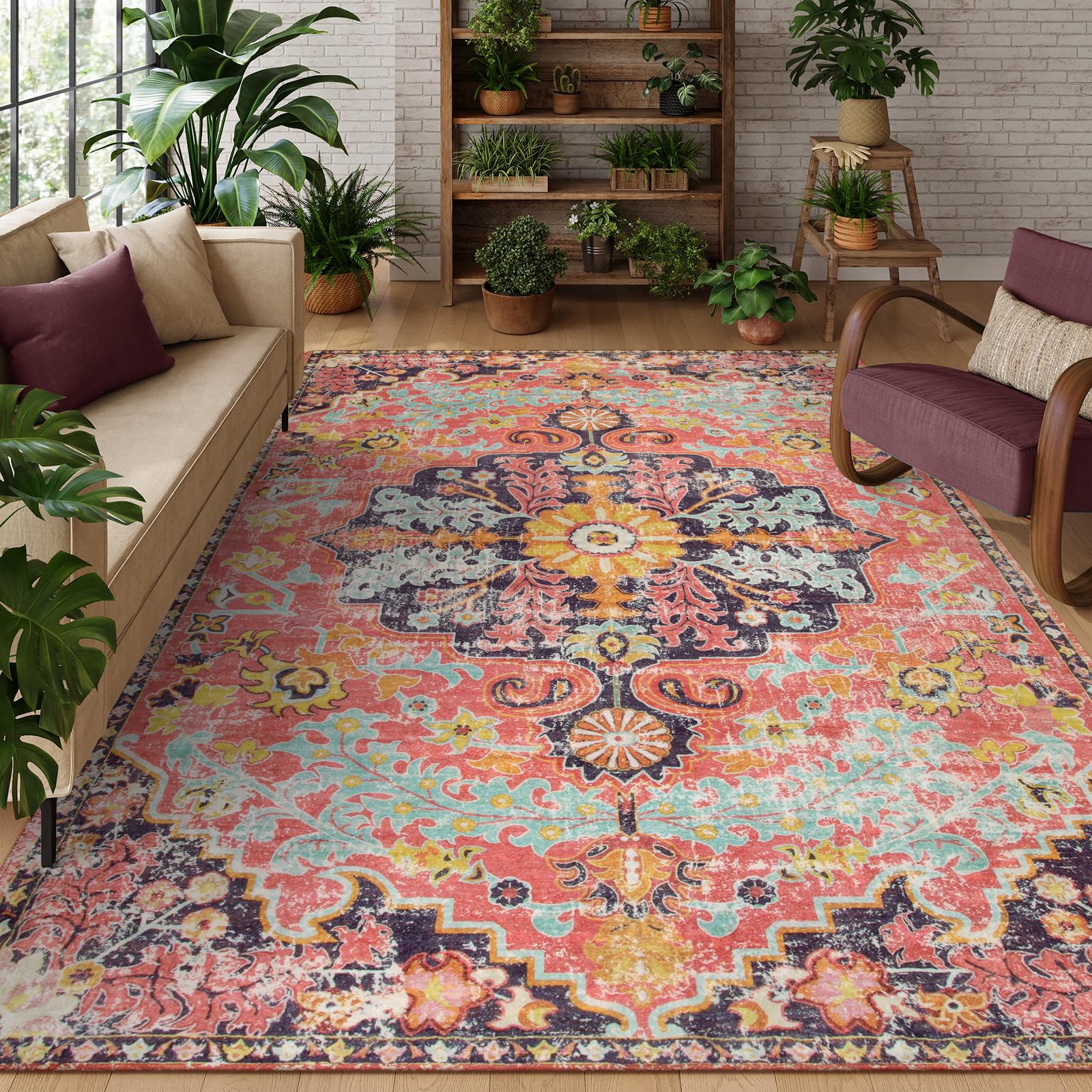 Floral Bohemian Medallion Area Rugs