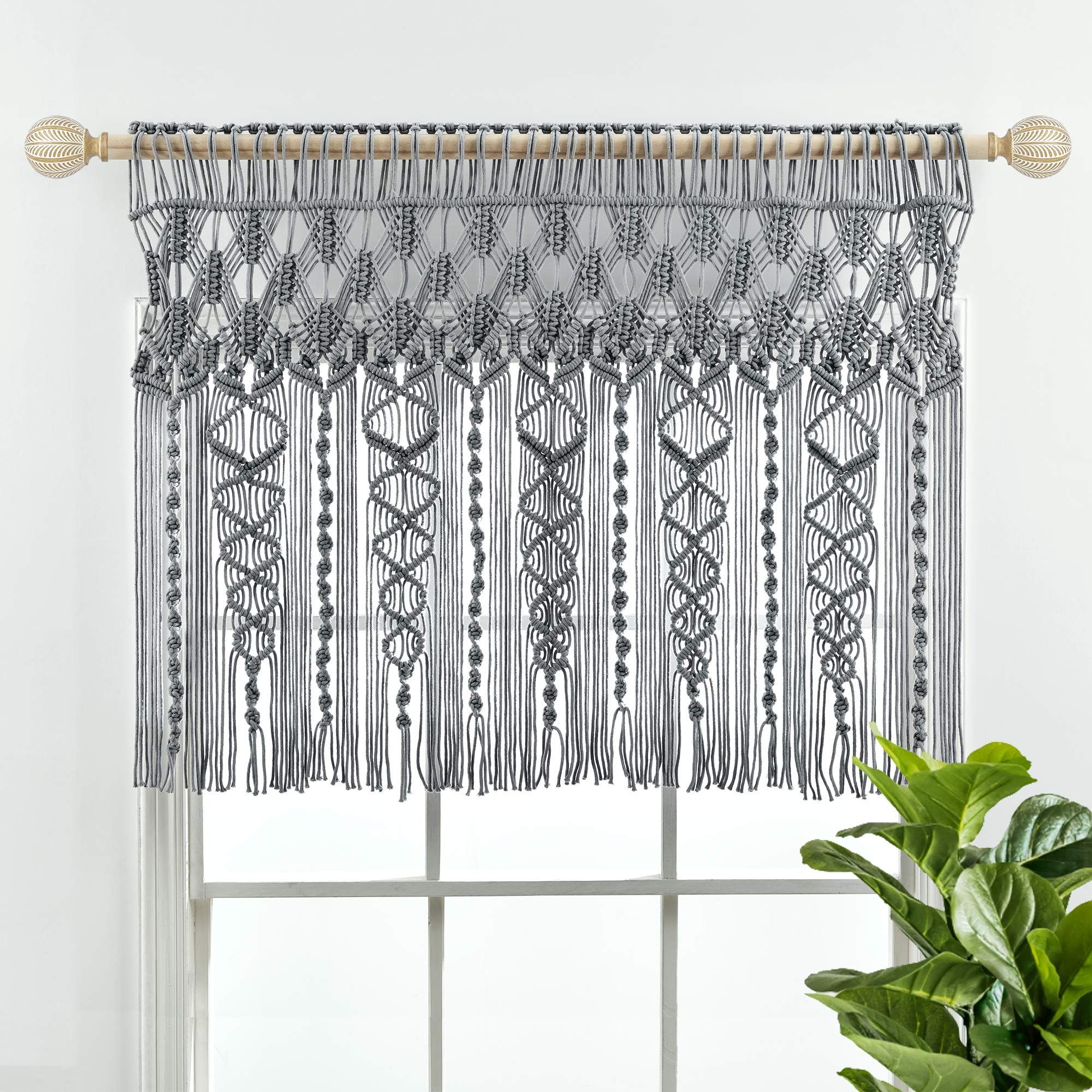 Lush Decor Boho Macrame Textured Cotton Valance Curtain