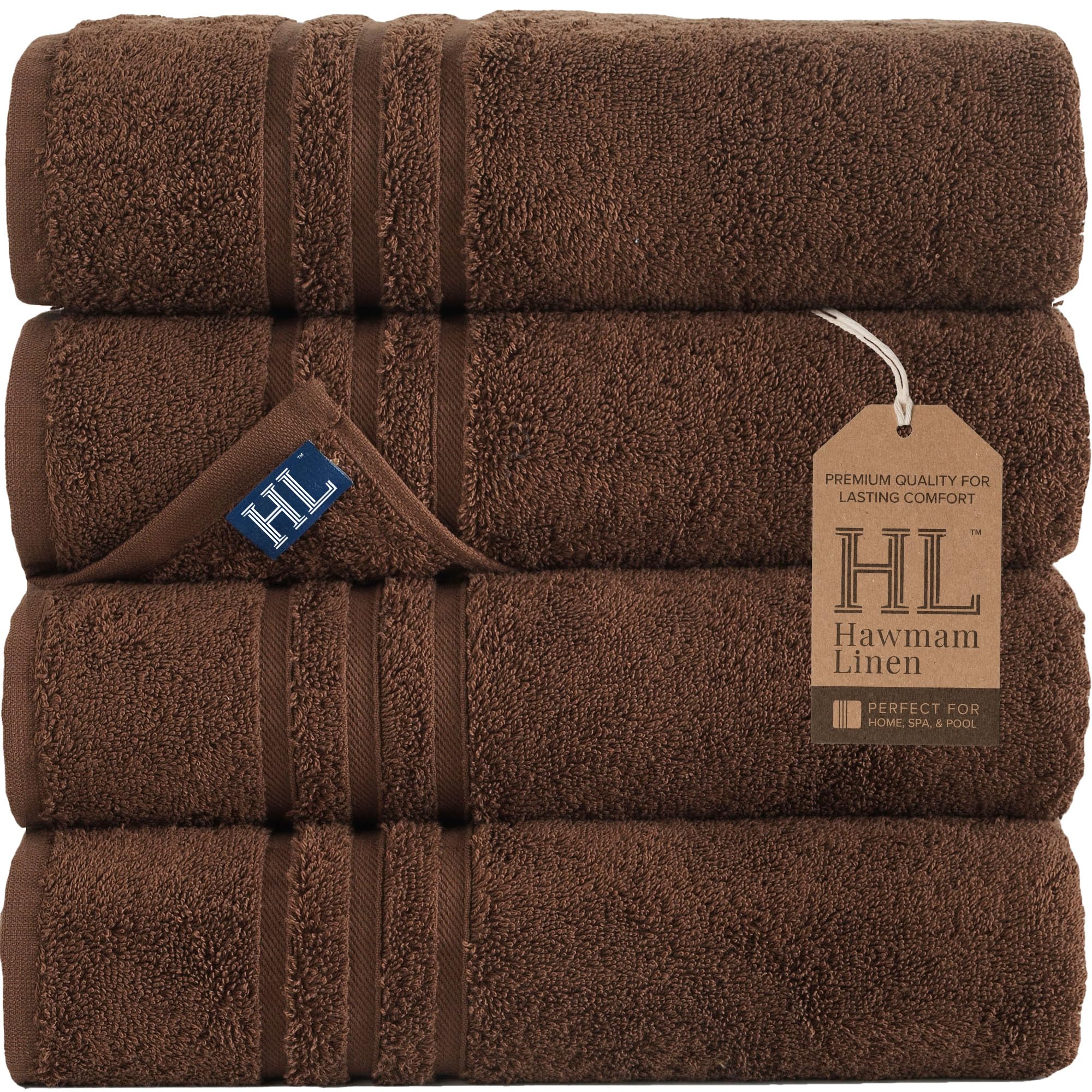 Linen Bath Towels Set for Bathroom Original Turkish Cotton Soft, Absorbent and Premium 2 Bath Towels, 2 Hand Towels, 2 Washcloths