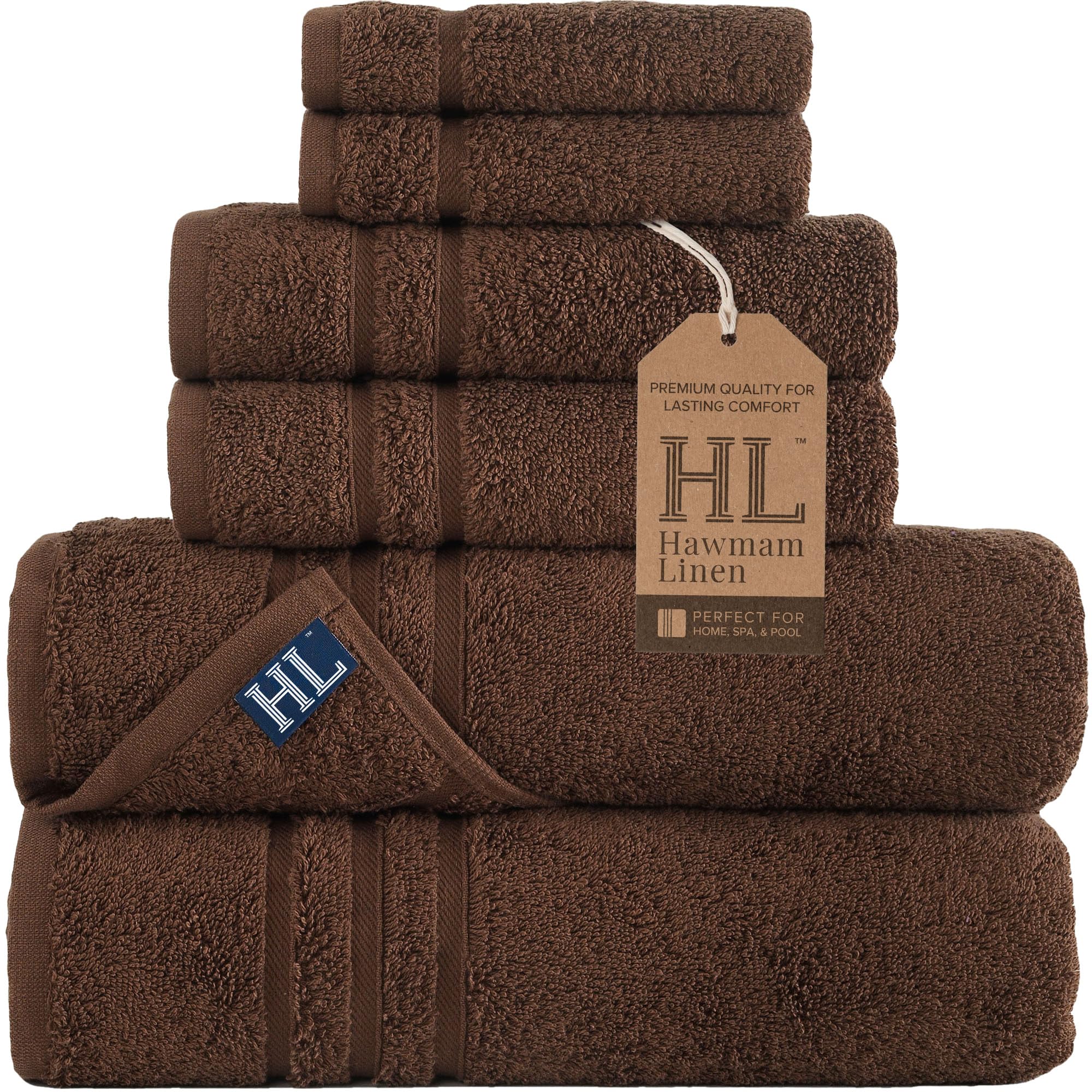 Linen Bath Towels Set for Bathroom Original Turkish Cotton Soft, Absorbent and Premium 2 Bath Towels, 2 Hand Towels, 2 Washcloths