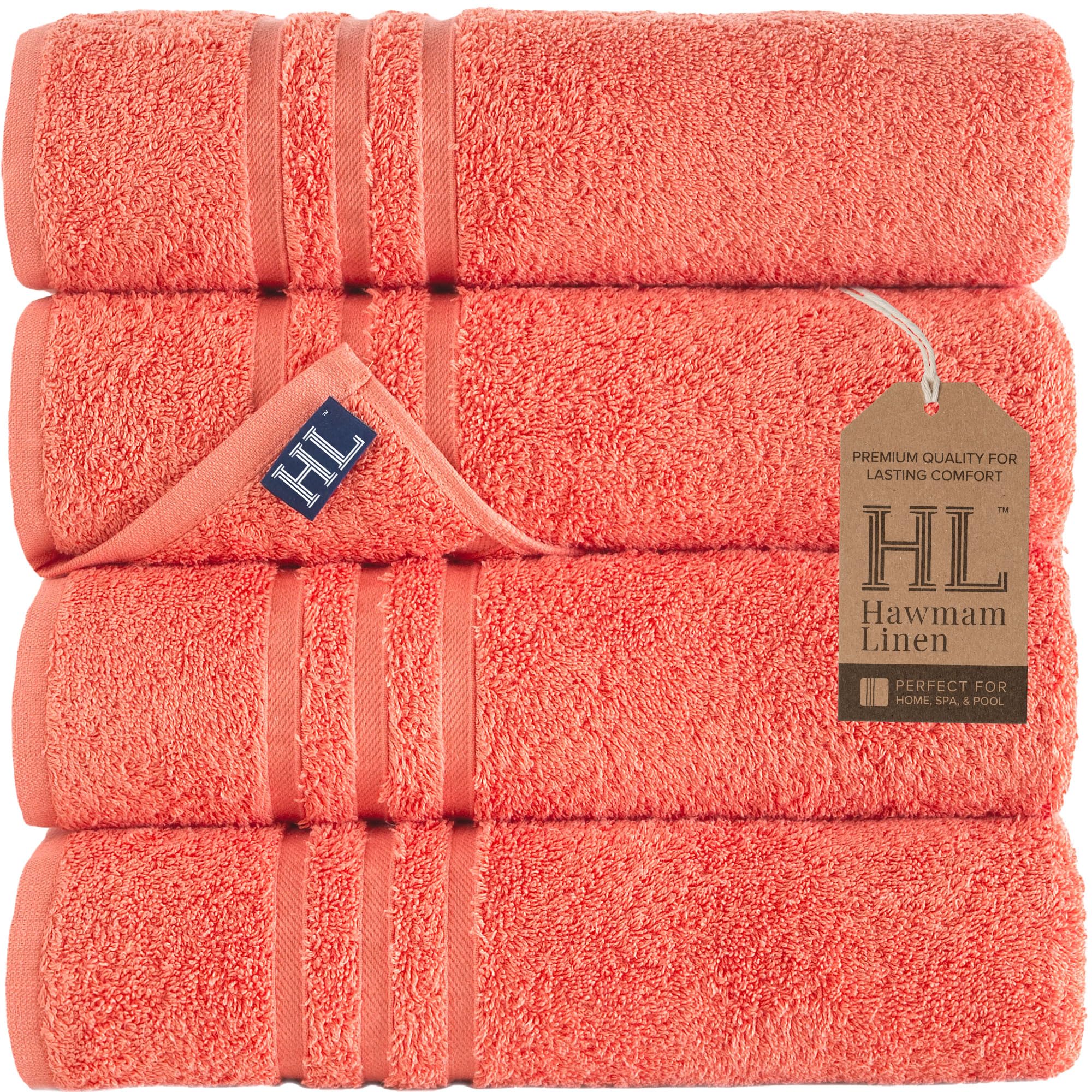 Linen Bath Towels Set for Bathroom Original Turkish Cotton Soft, Absorbent and Premium 2 Bath Towels, 2 Hand Towels, 2 Washcloths
