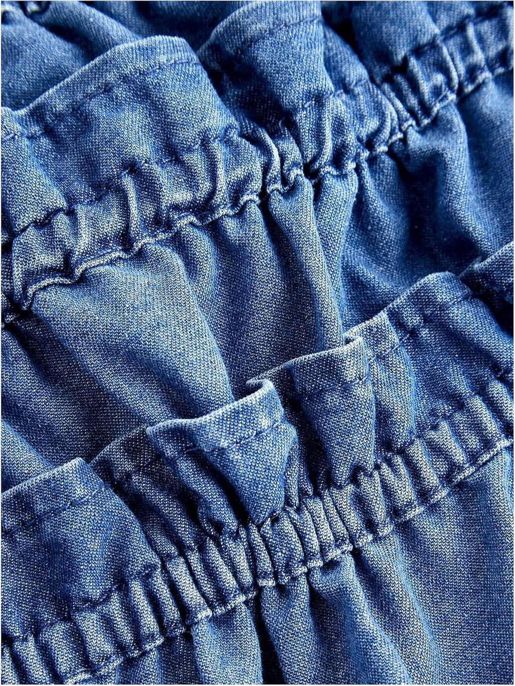 Women's Denim Tops Bow Tie Front Spaghetti Strap Camisole Tiered Ruffle Frill Trim Y2k Tank