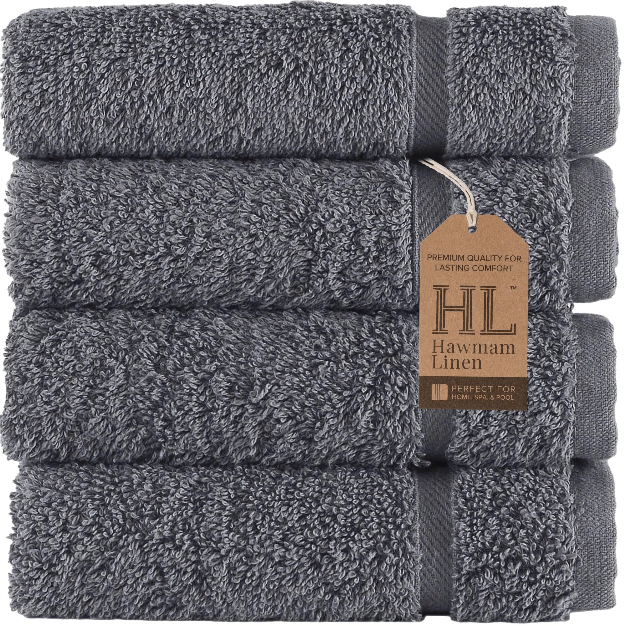 Linen Bath Towels Set for Bathroom Original Turkish Cotton Soft, Absorbent and Premium 2 Bath Towels, 2 Hand Towels, 2 Washcloths