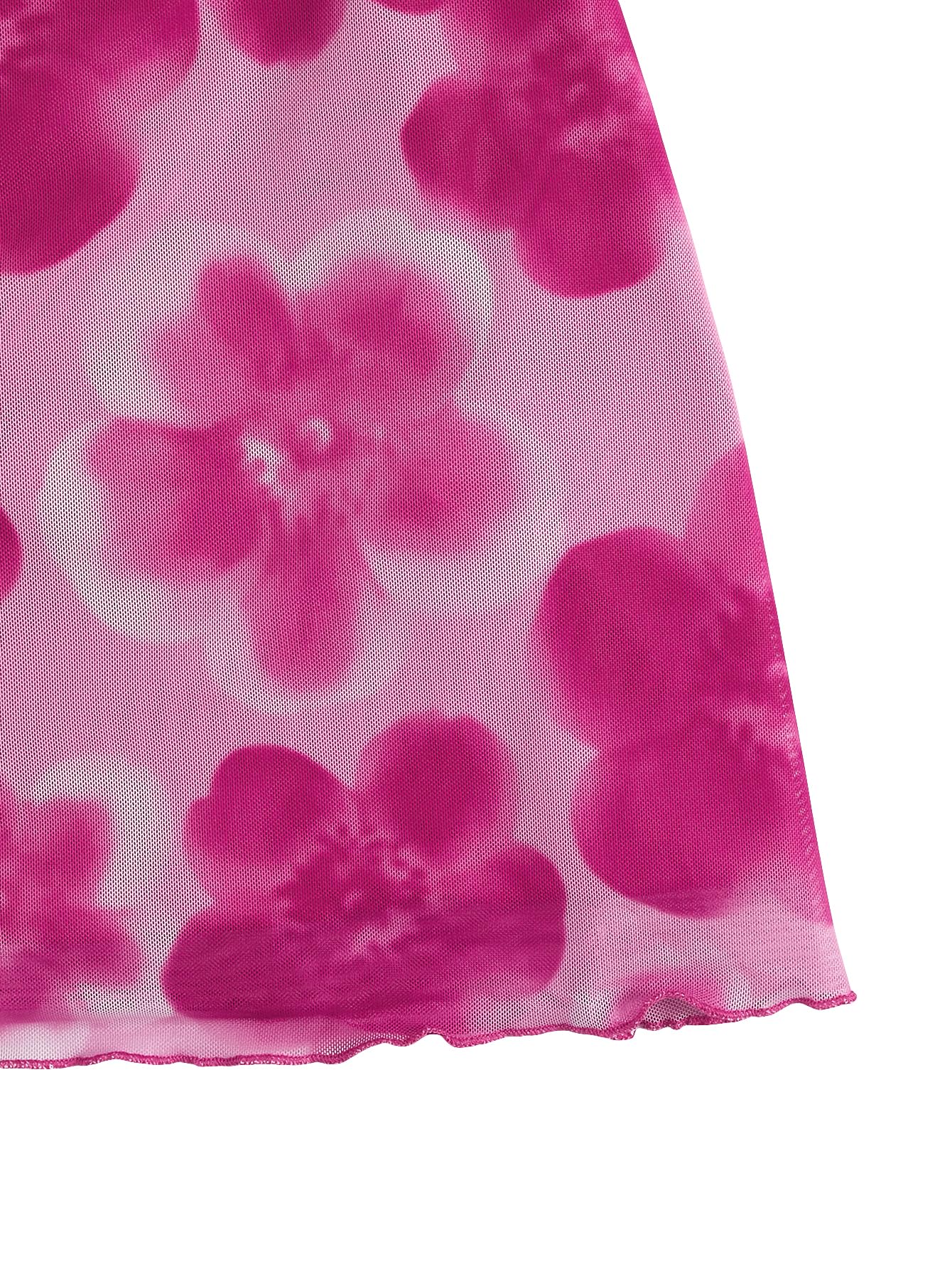 Women's Floral Mesh Mini Cami Dress Sleeveless Scoop Neck Lettuce Trim Bodycon Dress