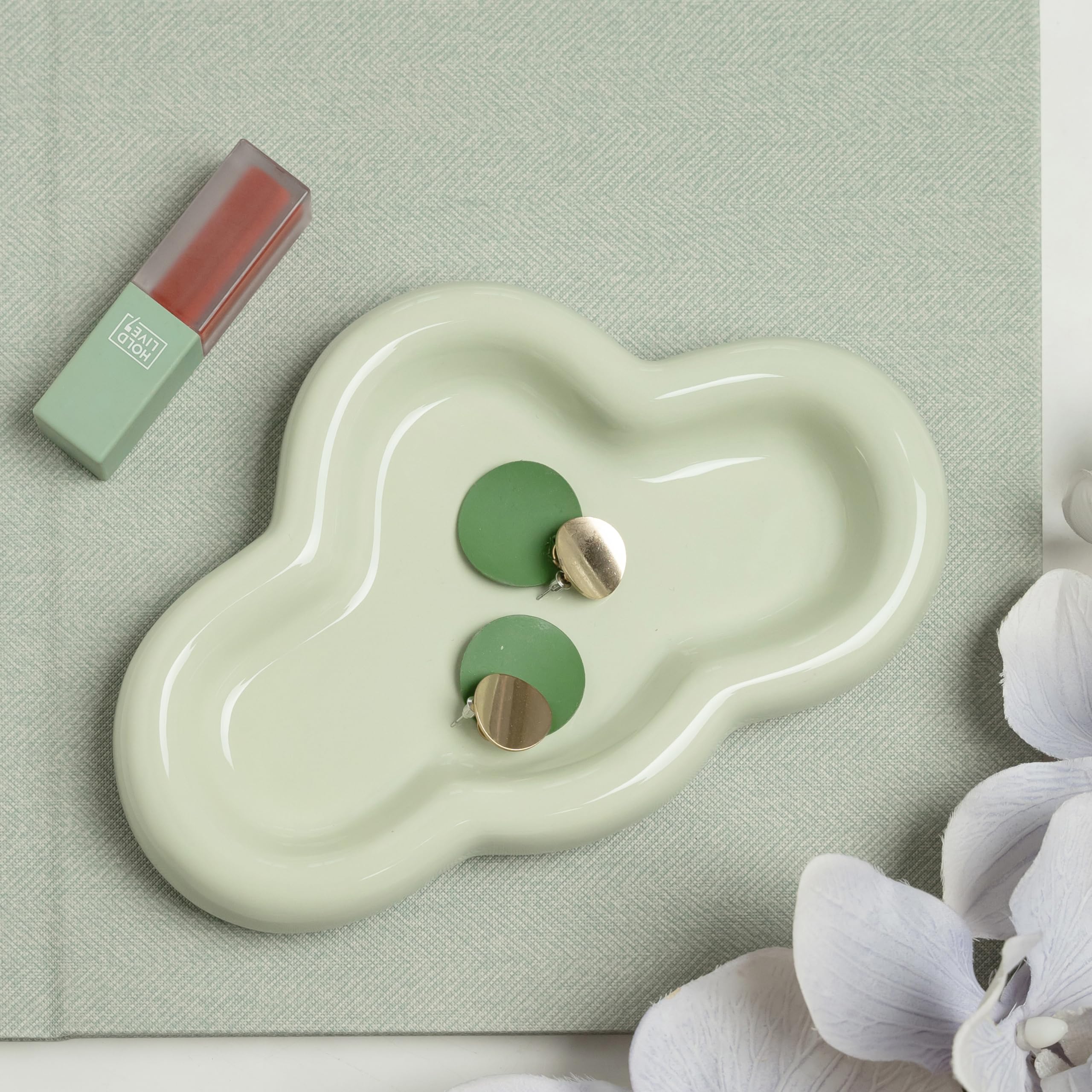 Cloud Trinket Dish, Chubby Jewelry Tray, Ceramic Jewelry Ring Trinket Dish for Rings Earrings Necklace Organizer