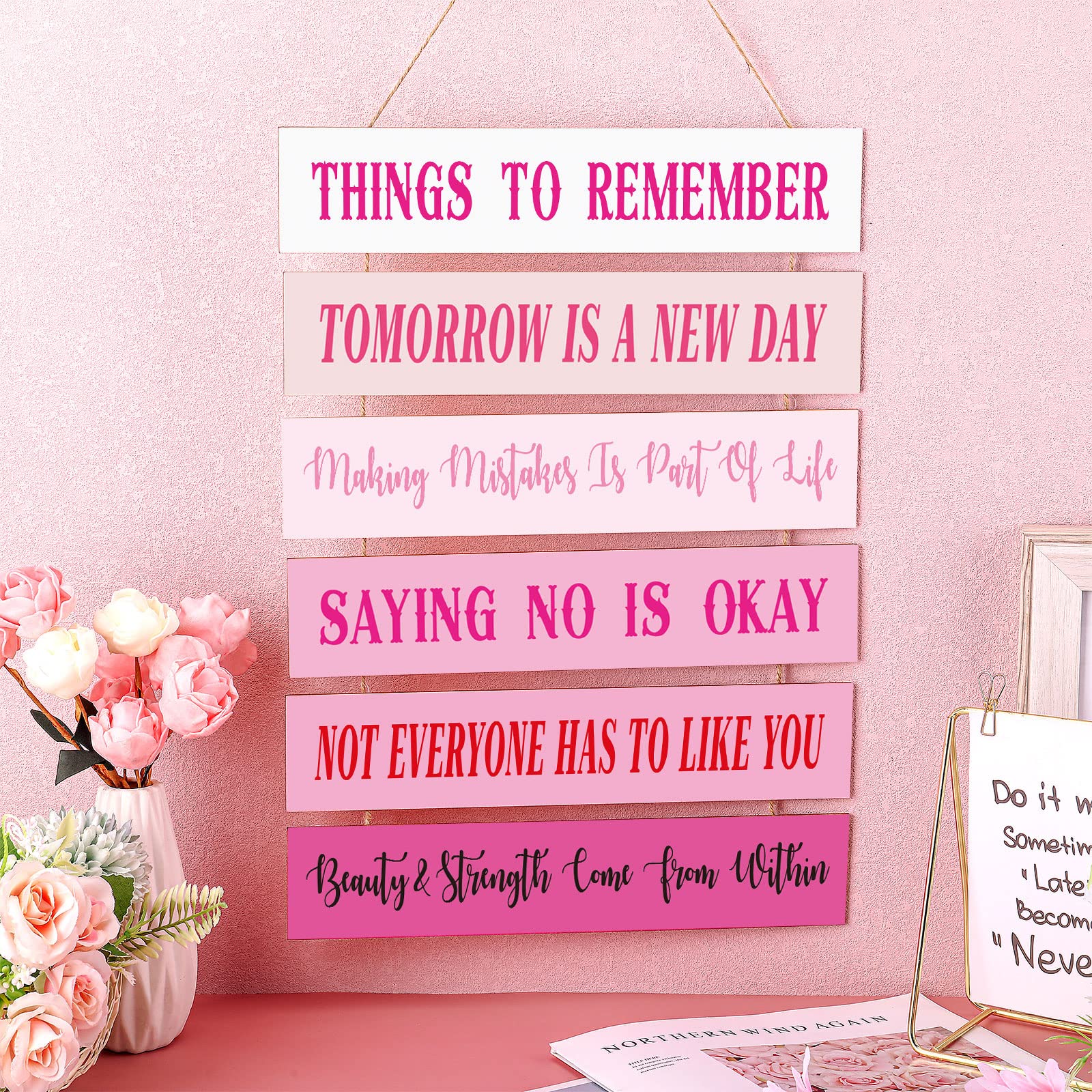 Cute Preppy Inspirational Wall Art - Positive Quotes Wall Decor Wooden Room Sign