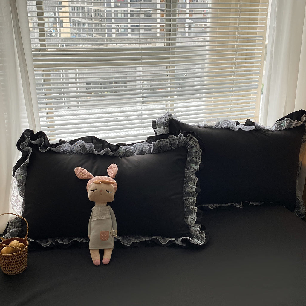 Chic Ruffle Lace Polyester Duvet Cover Set - Bedding-2 Piece Twin Duvet Cover with Zipper Closure - Ultra Soft and Light Weight