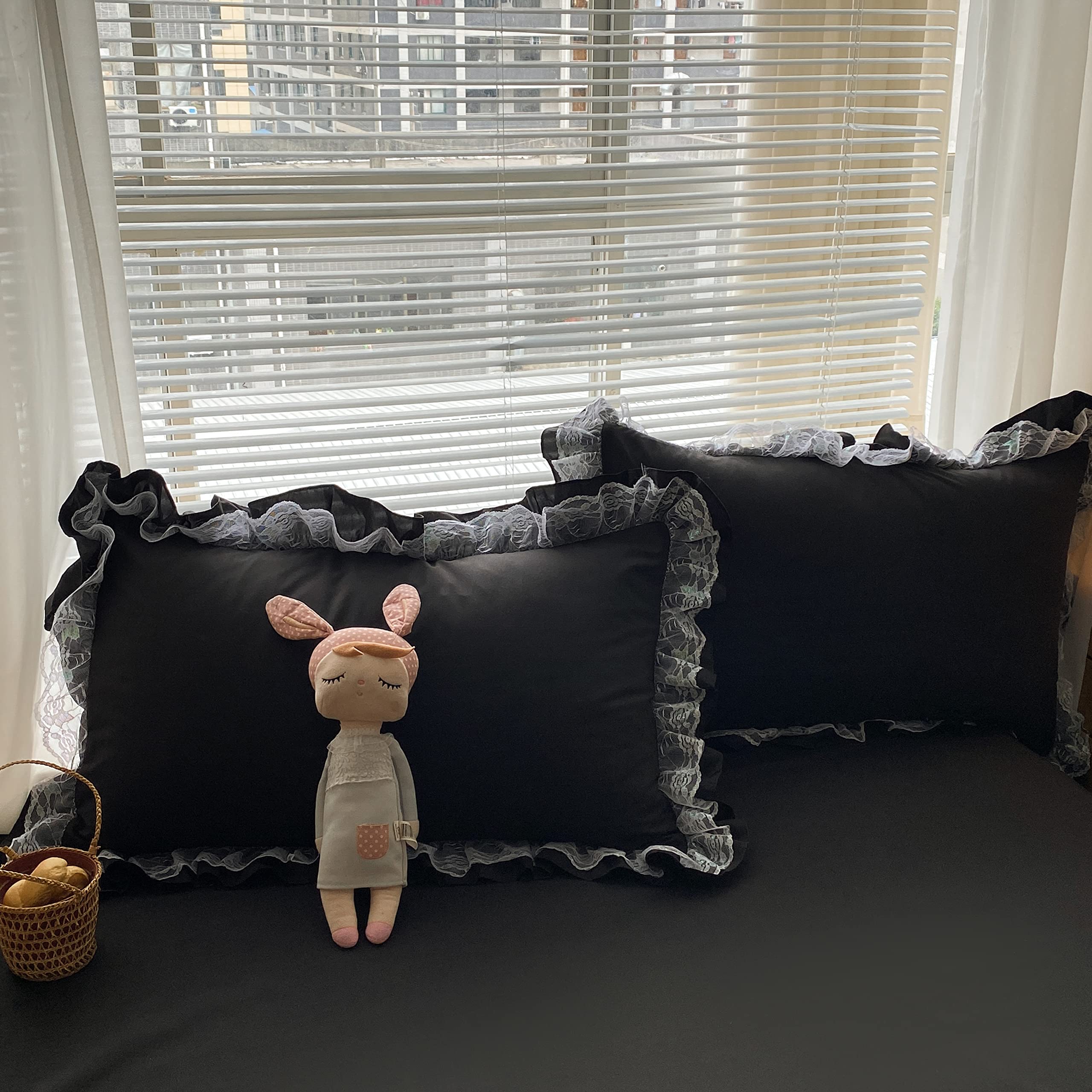 Chic Ruffle Lace Polyester Duvet Cover Set - Bedding-2 Piece Twin Duvet Cover with Zipper Closure - Ultra Soft and Light Weight