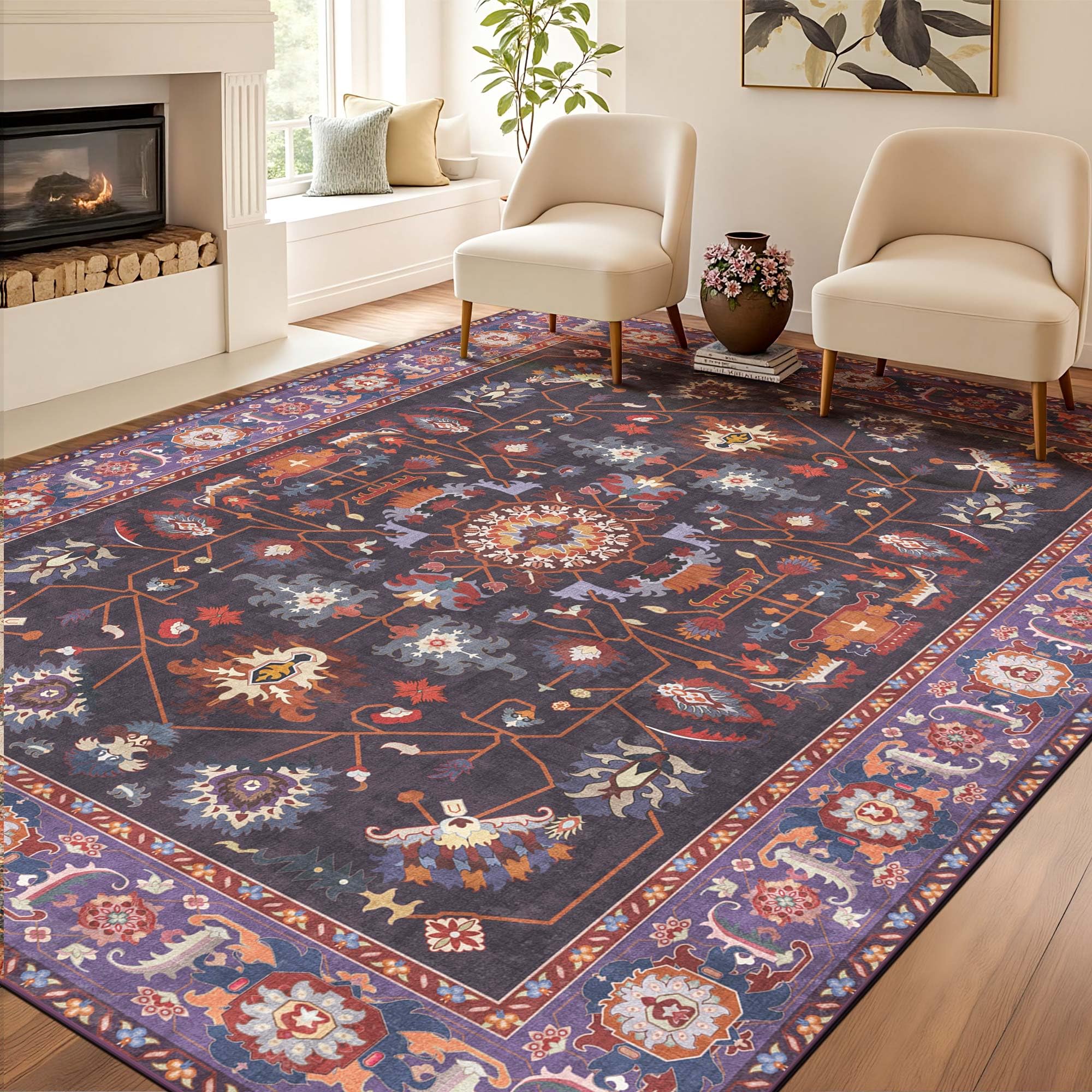 Vintage Stain Resistant Soft Oriental Rugs