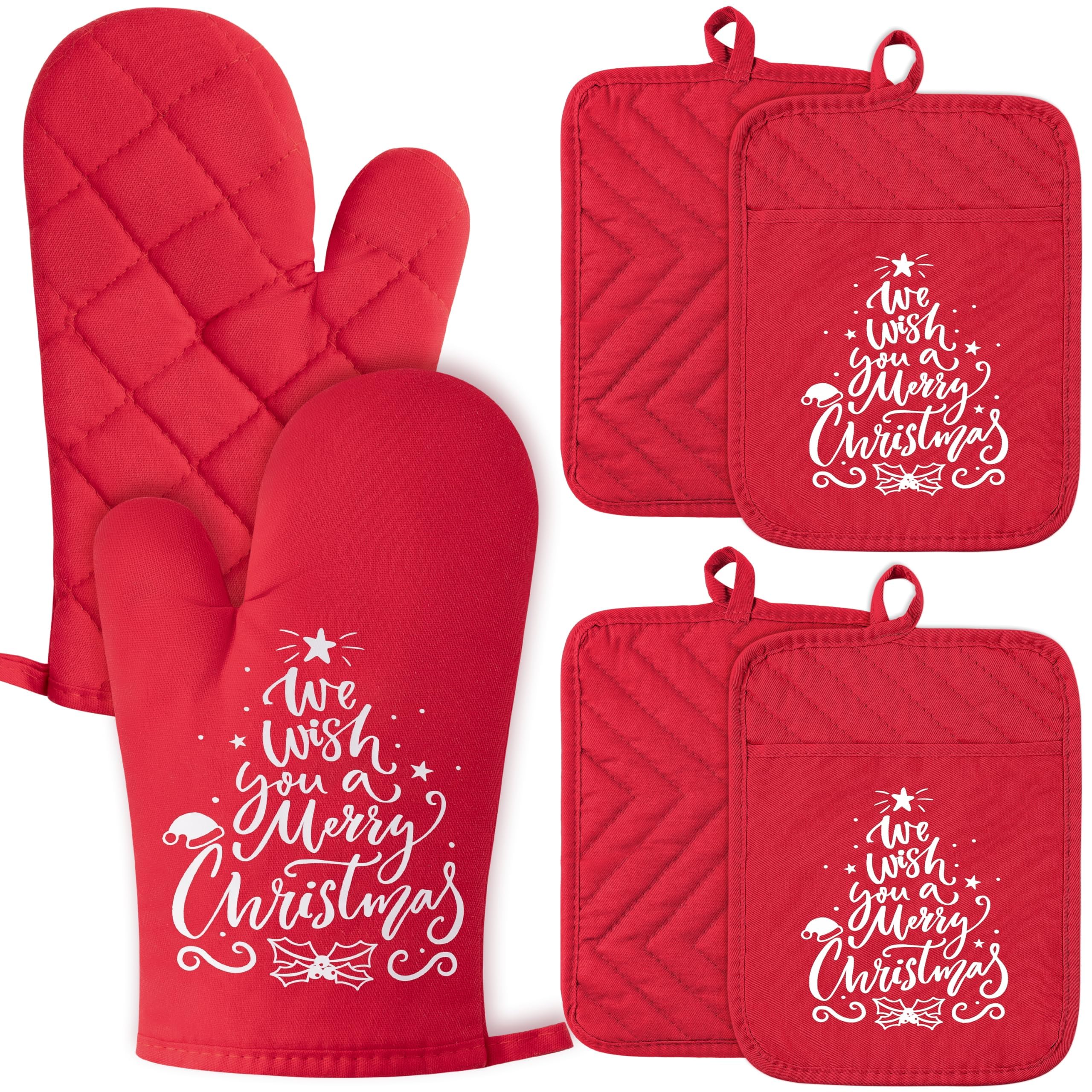 The Heart of The Home Heat Resistant Hot Pad Machine Washable Gloves with Hanging Loop Pocket