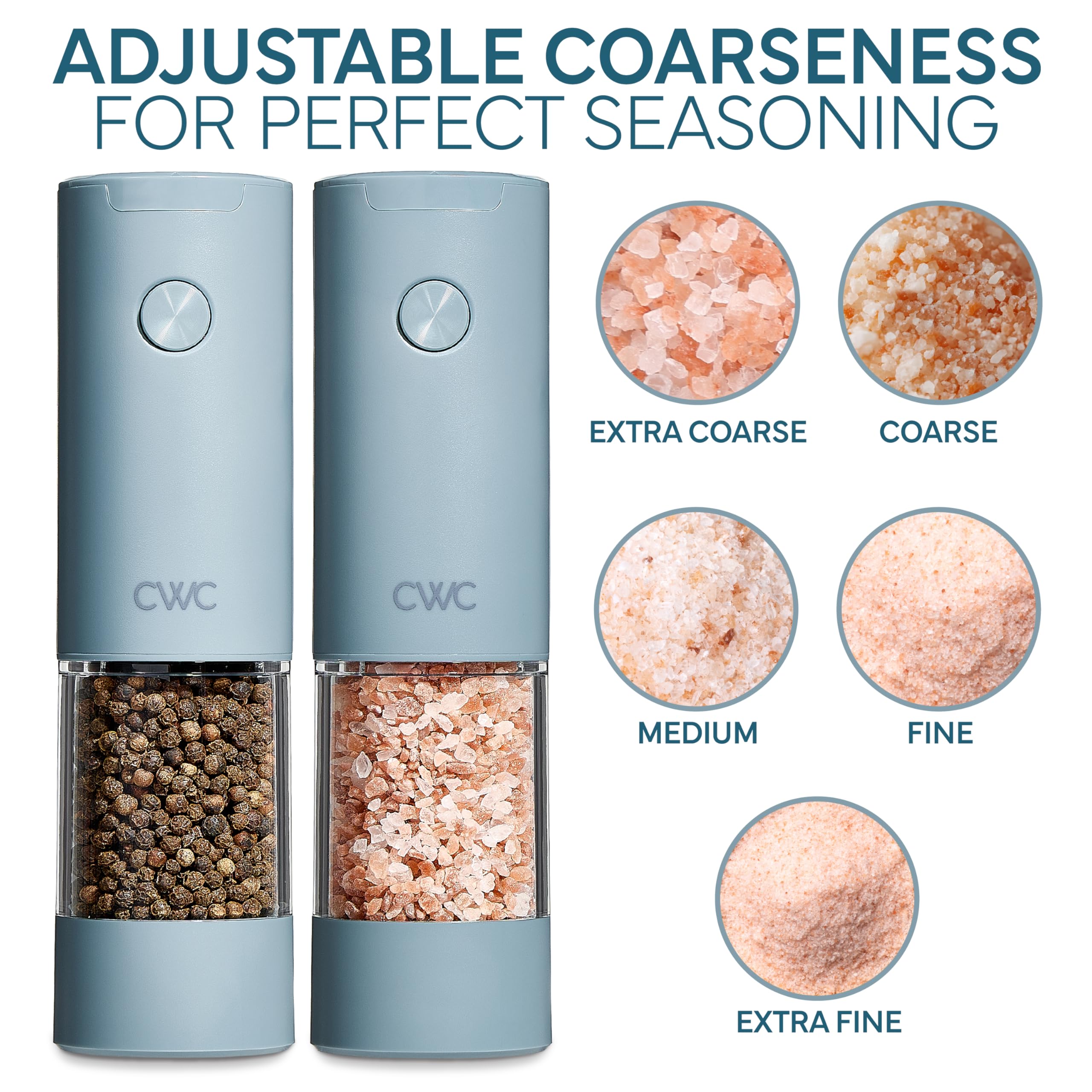 Electric Pepper & Salt Shaker Set of 2 Grinders