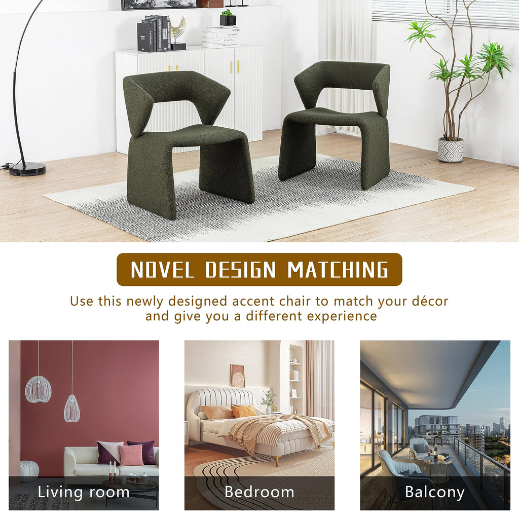 Modern Bouclé Sherpa Accent Chair â€?Comfy Tufted Lamb Fabric Armed Leisure Chair for Reading, Bedroom, Office, and Living Room